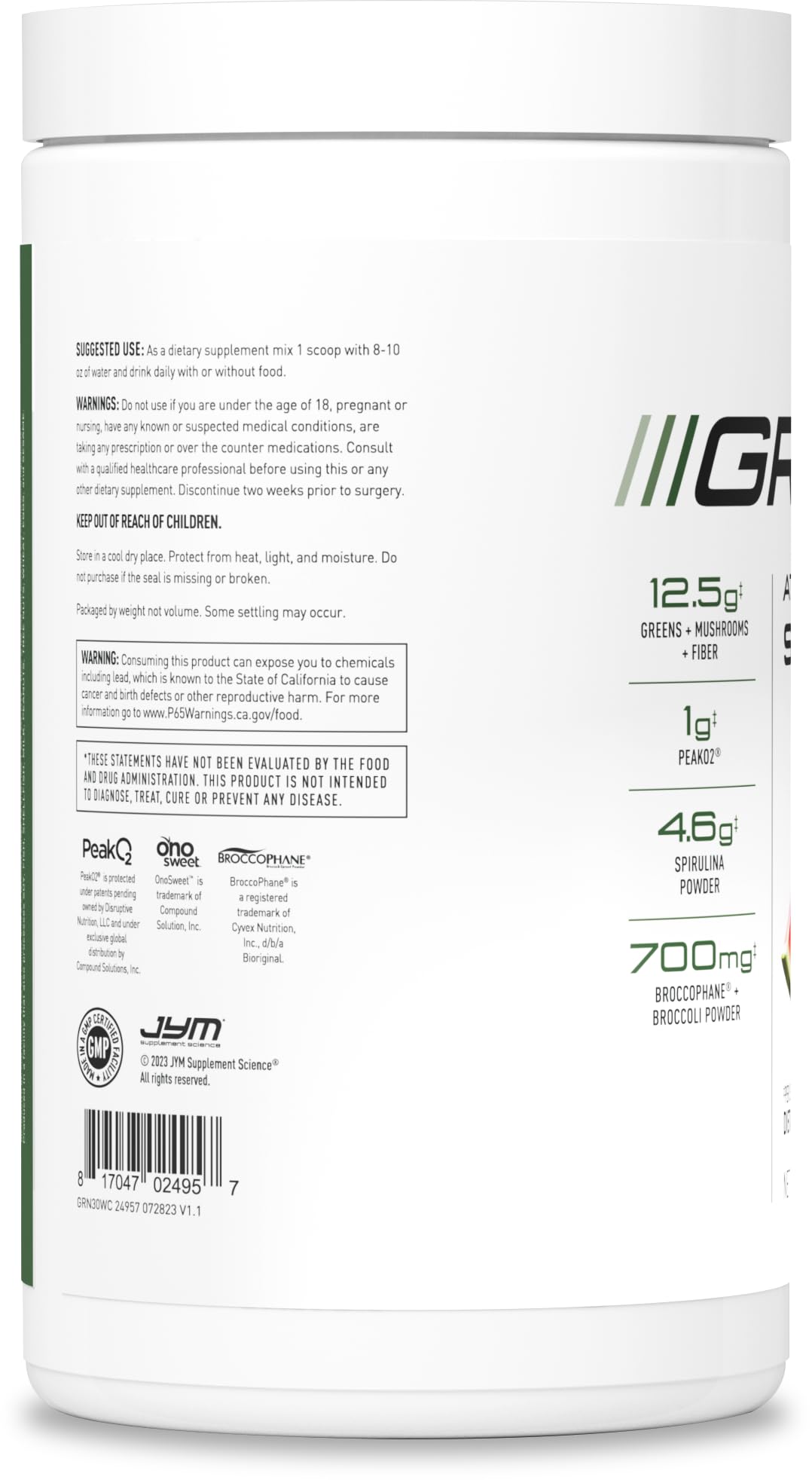 JYM Greens Superfood Blend with fresh fruits and vegetables