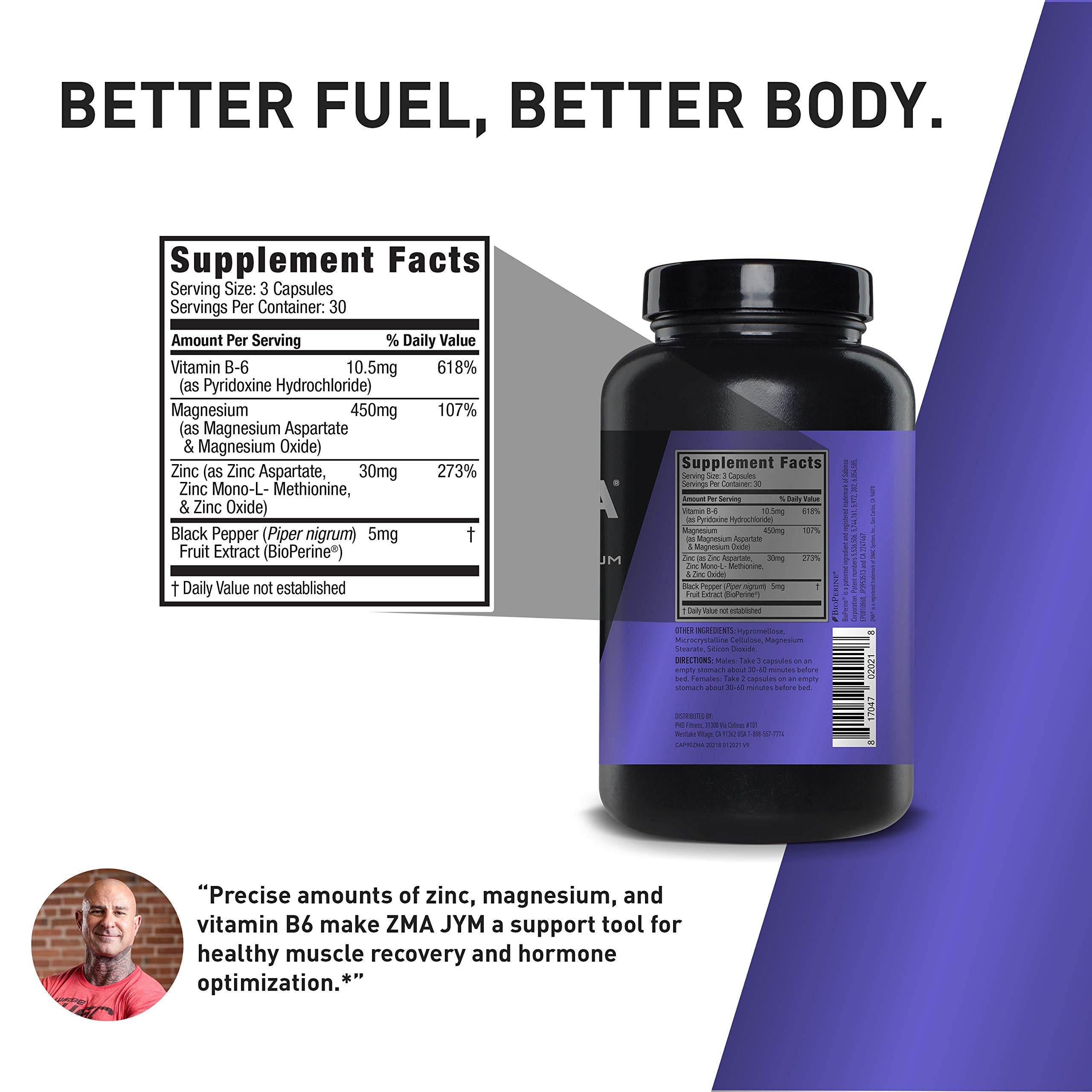 JYM ZMA JYM Zinc Magnesium Capsules side view