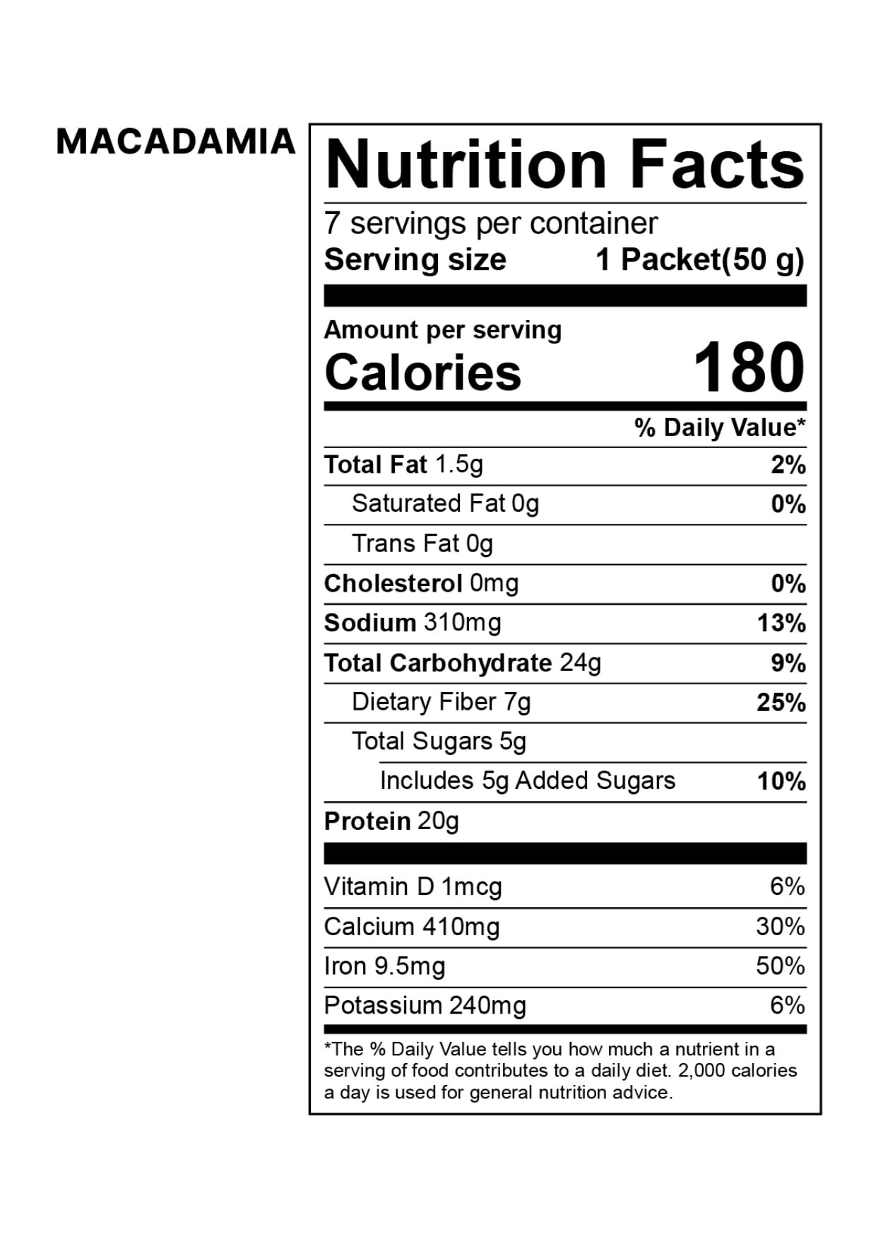K FOOD KOREAN FOOD Dietary Fiber Multishake nutritional information