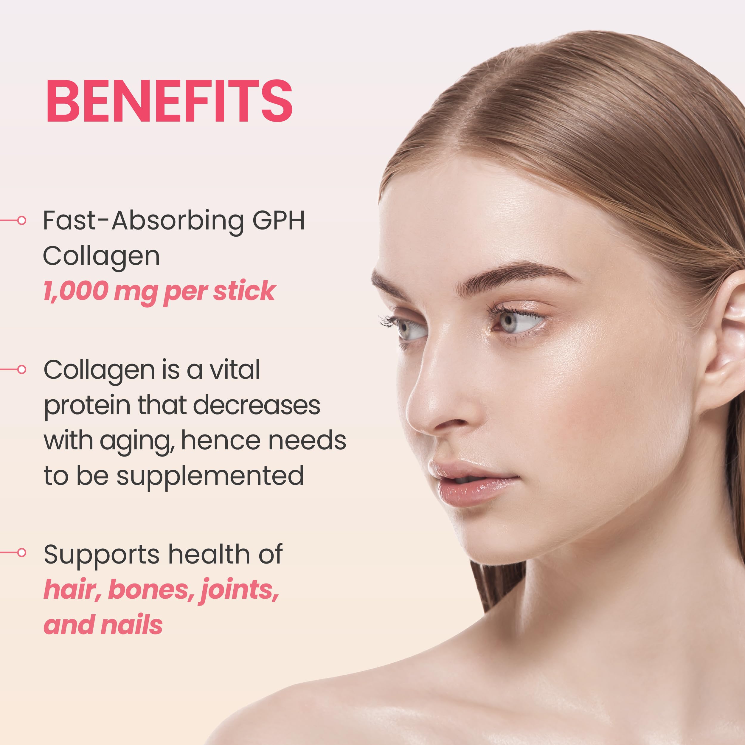 K K·NUTRA K-COLLAGEN Soft Peach sticks in a glass of water