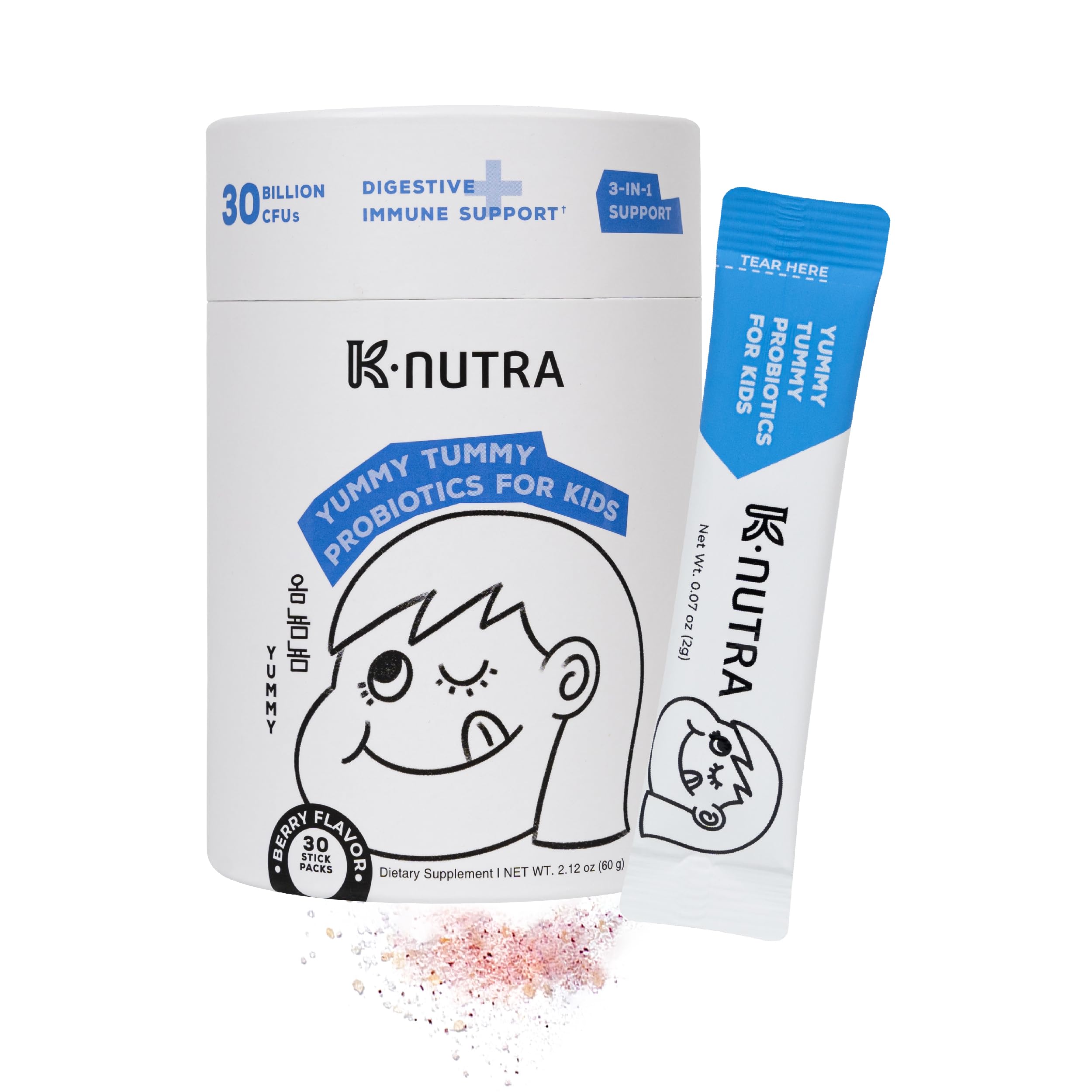 K K·NUTRA Yummy Tummy Probiotics for Kids 60g package front view