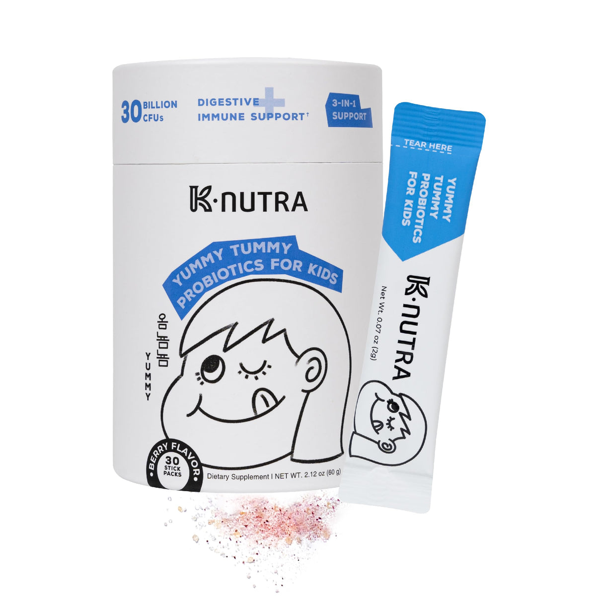 K K·NUTRA Yummy Tummy Probiotics for Kids 60g package front view