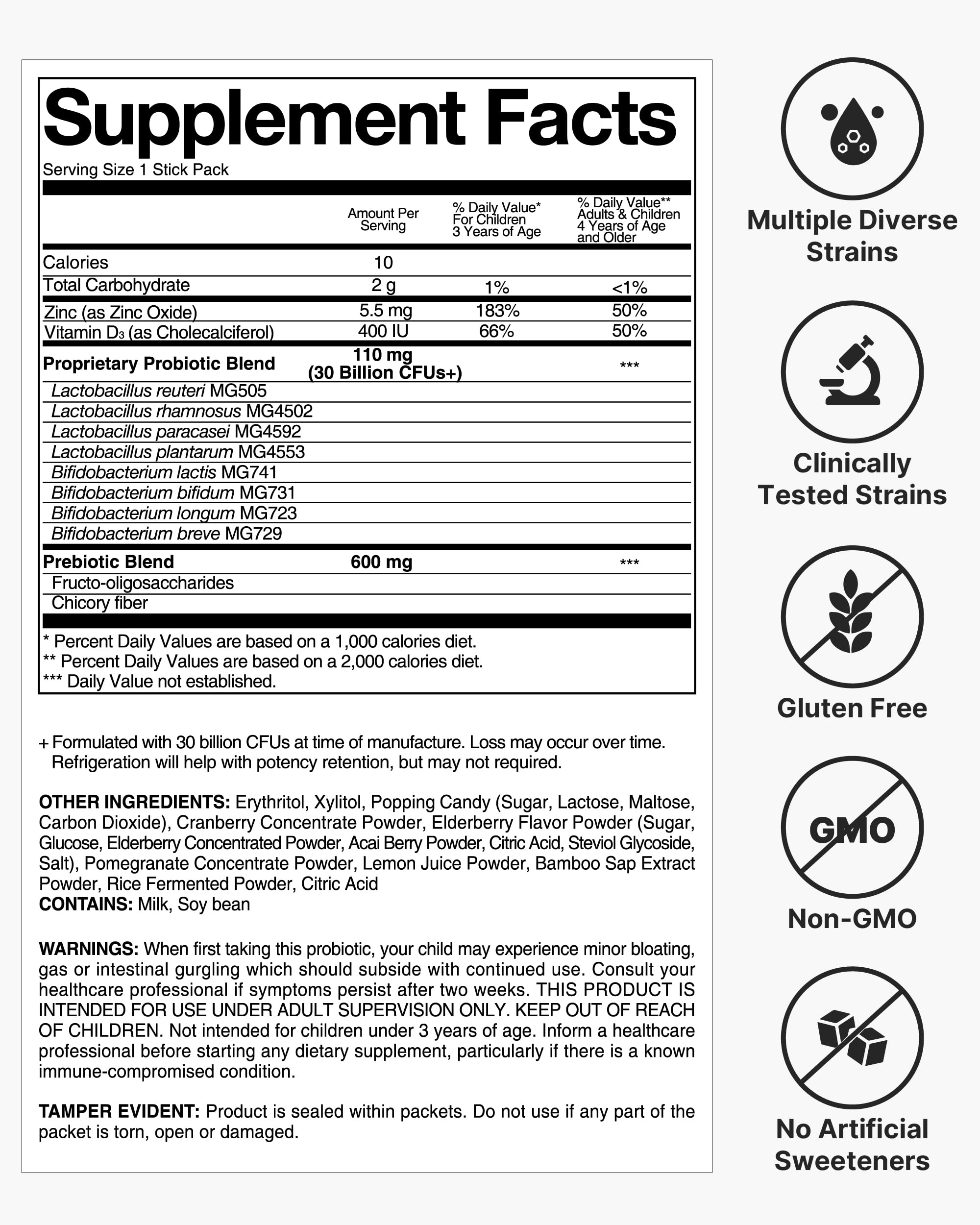 K K·NUTRA Yummy Tummy Probiotics stick pack in a child's hand
