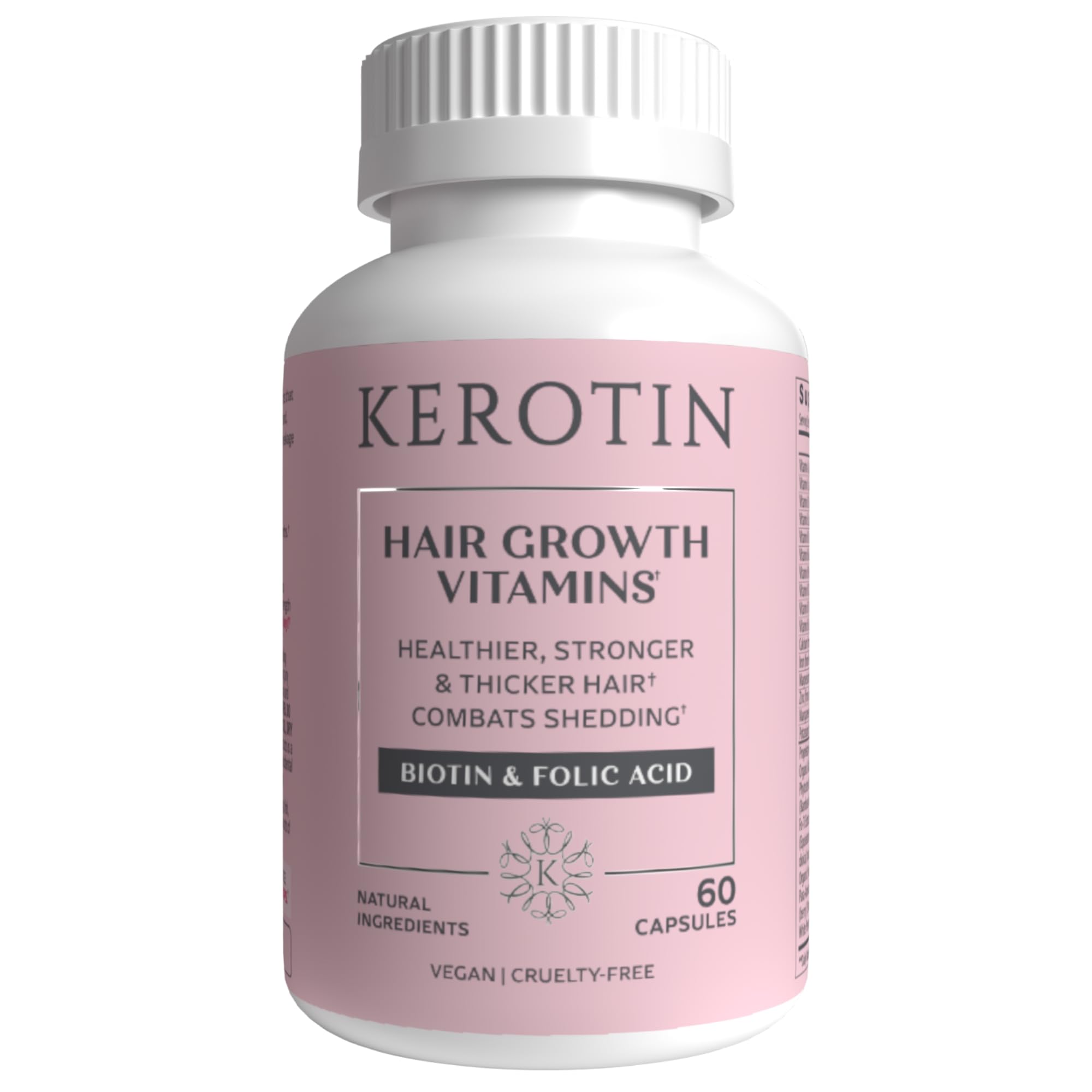 K Kerotin Hair Growth Vitamins 60 Capsules front view