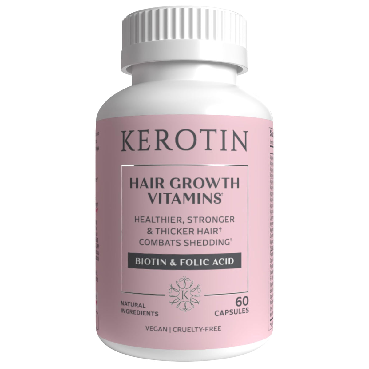 K Kerotin Hair Growth Vitamins 60 Capsules front view