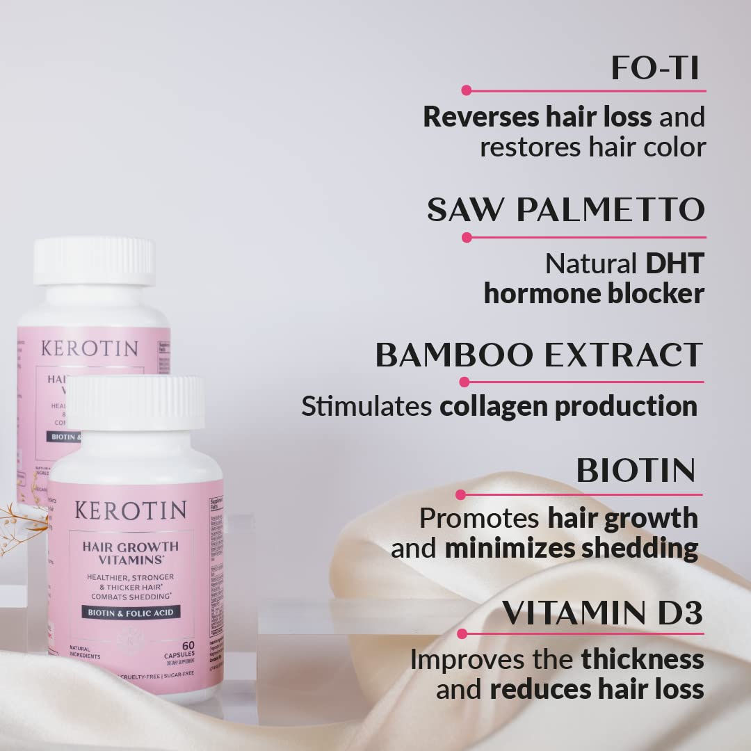 K Kerotin Hair Growth Vitamins 60 Capsules packaging
