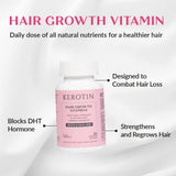 K Kerotin Hair Growth Vitamins 60 Capsules side view