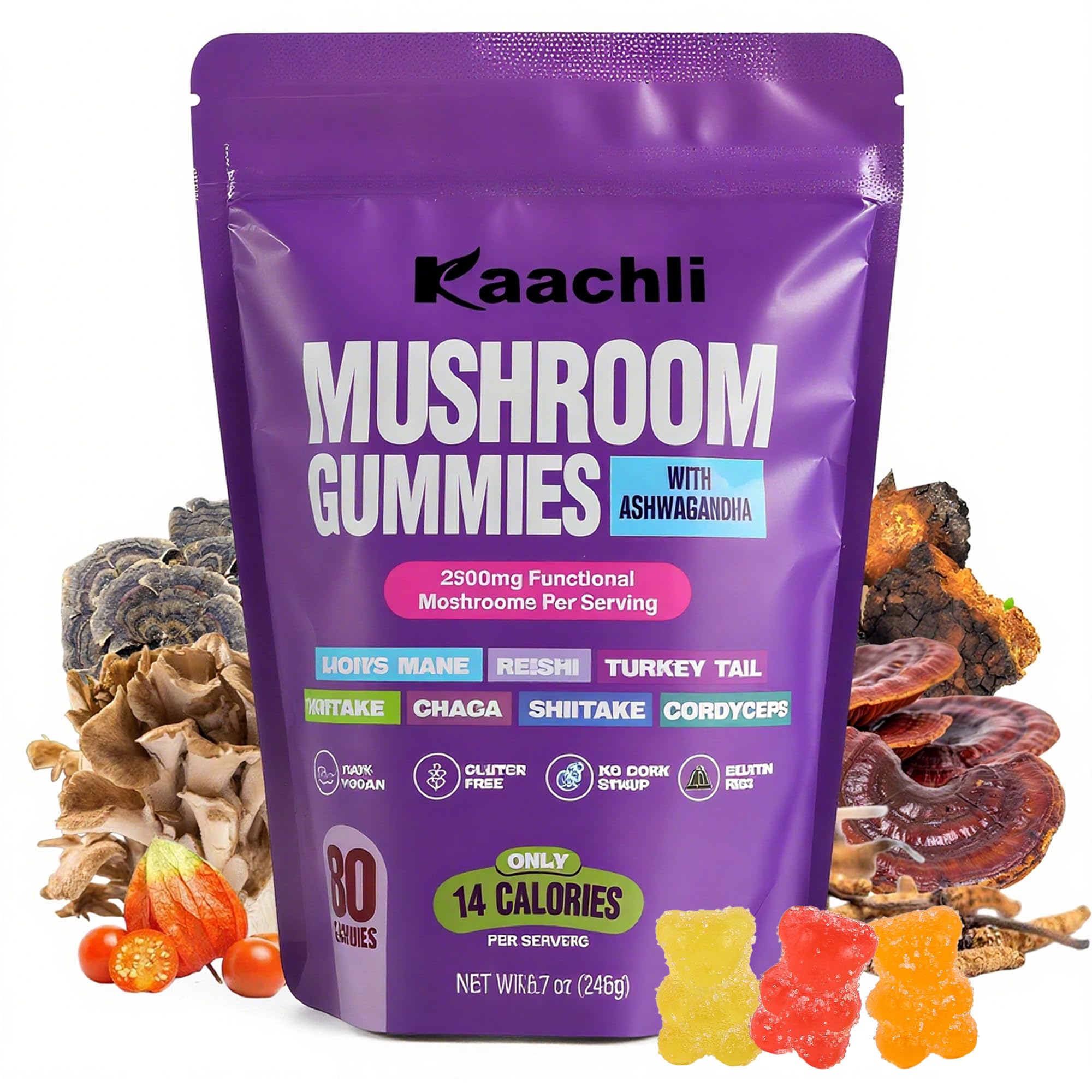 KAACHLI Mushroom Gummies 80 Count front view