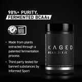 Kaged BCAA Powder 400g back view with ingredient list