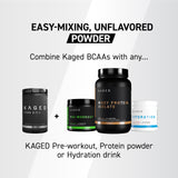 Kaged BCAA Powder 400g packaging on a kitchen counter