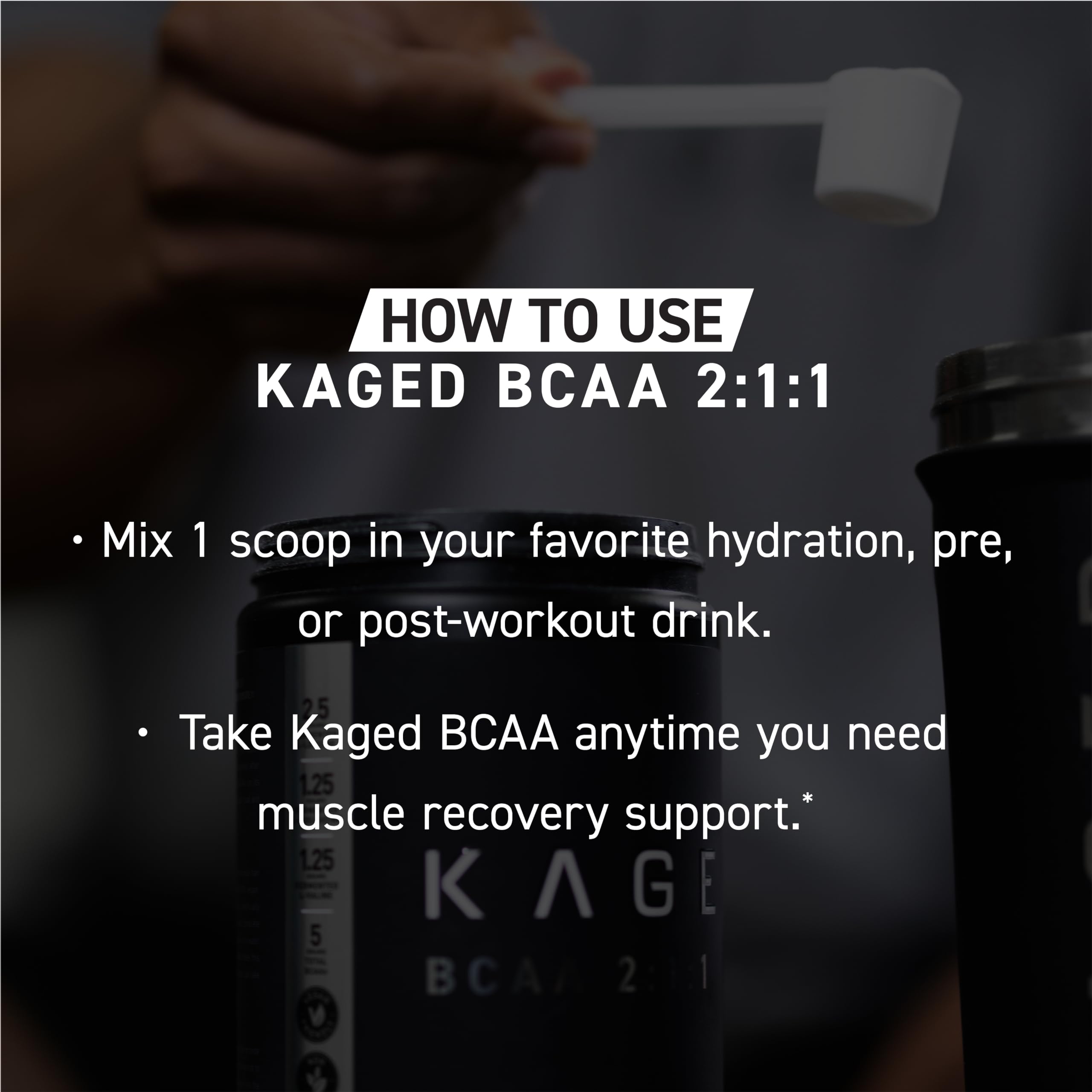 Kaged BCAA Powder 400g with a measuring spoon