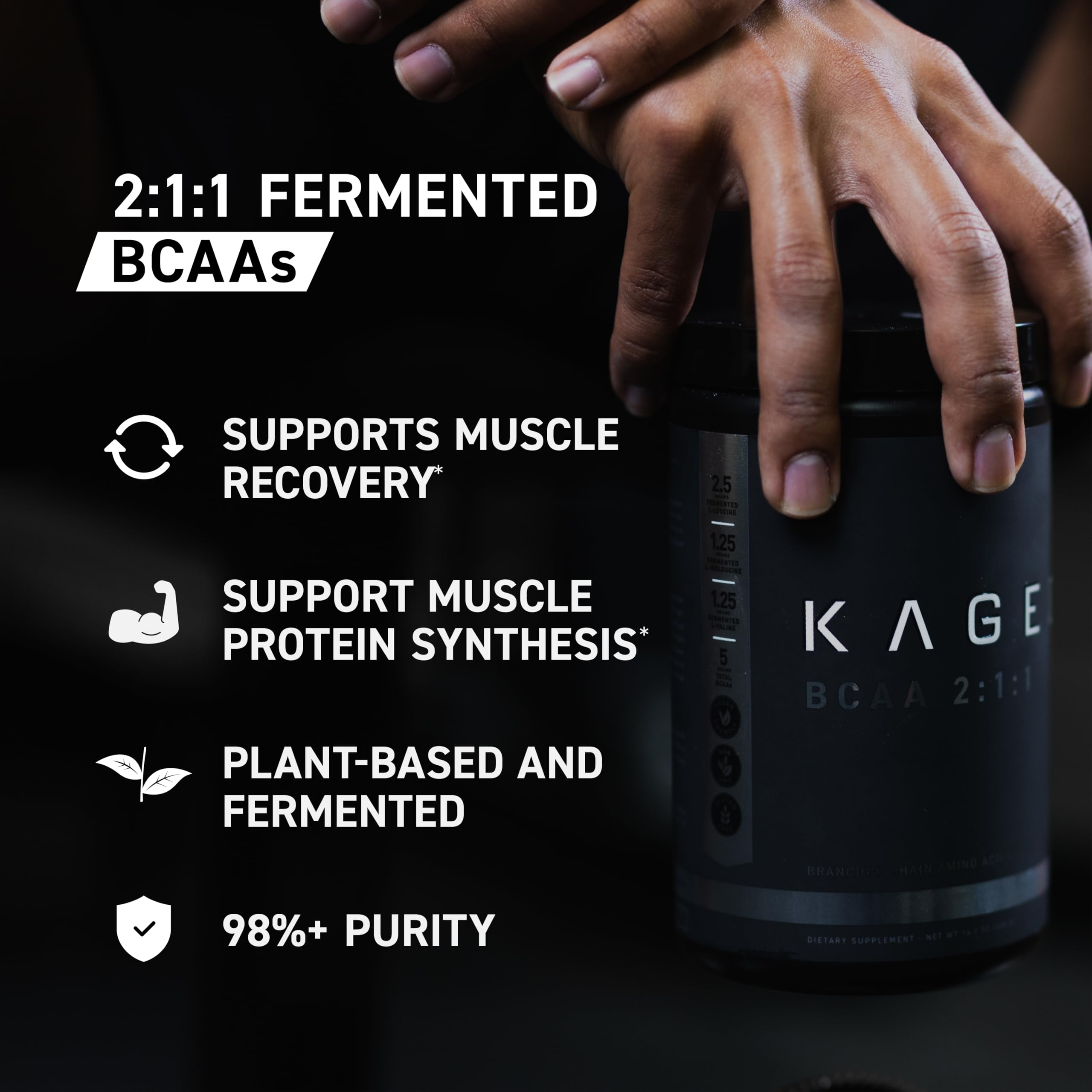 Kaged BCAA Powder 400g with a scoop for serving