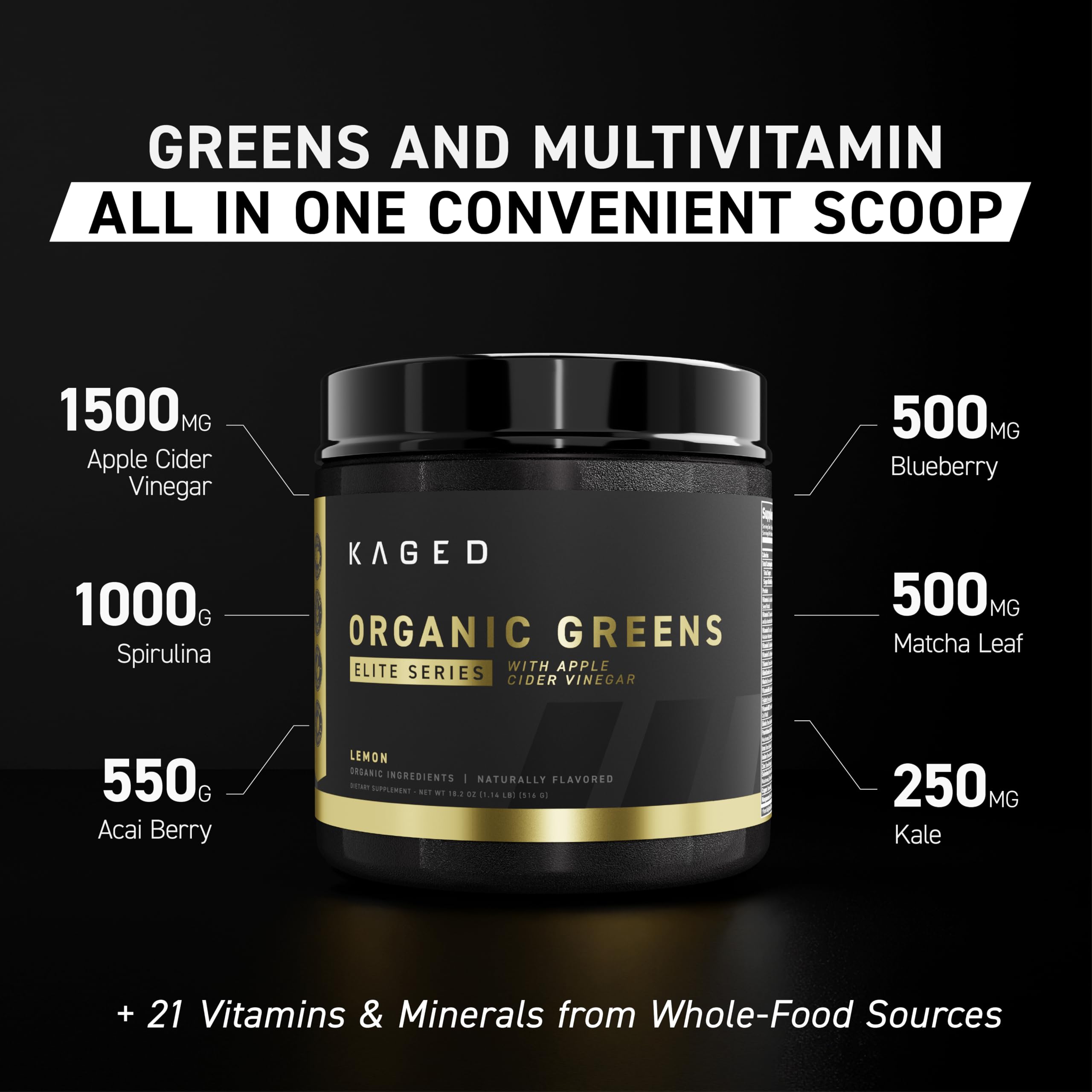 Kaged Blended Vitamin & Mineral Supplement 608g packaging