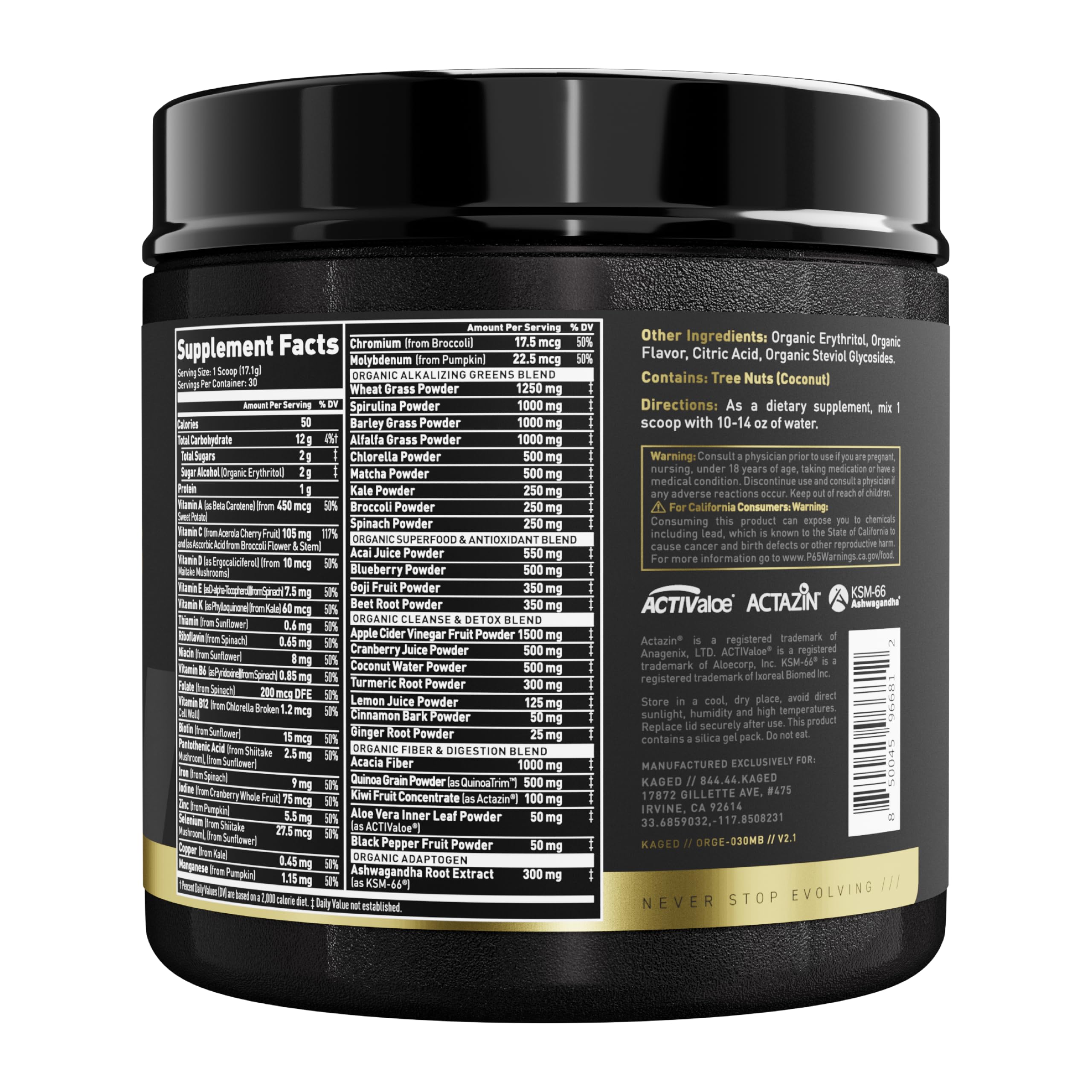 Kaged Blended Vitamin & Mineral Supplement 608g with other health products