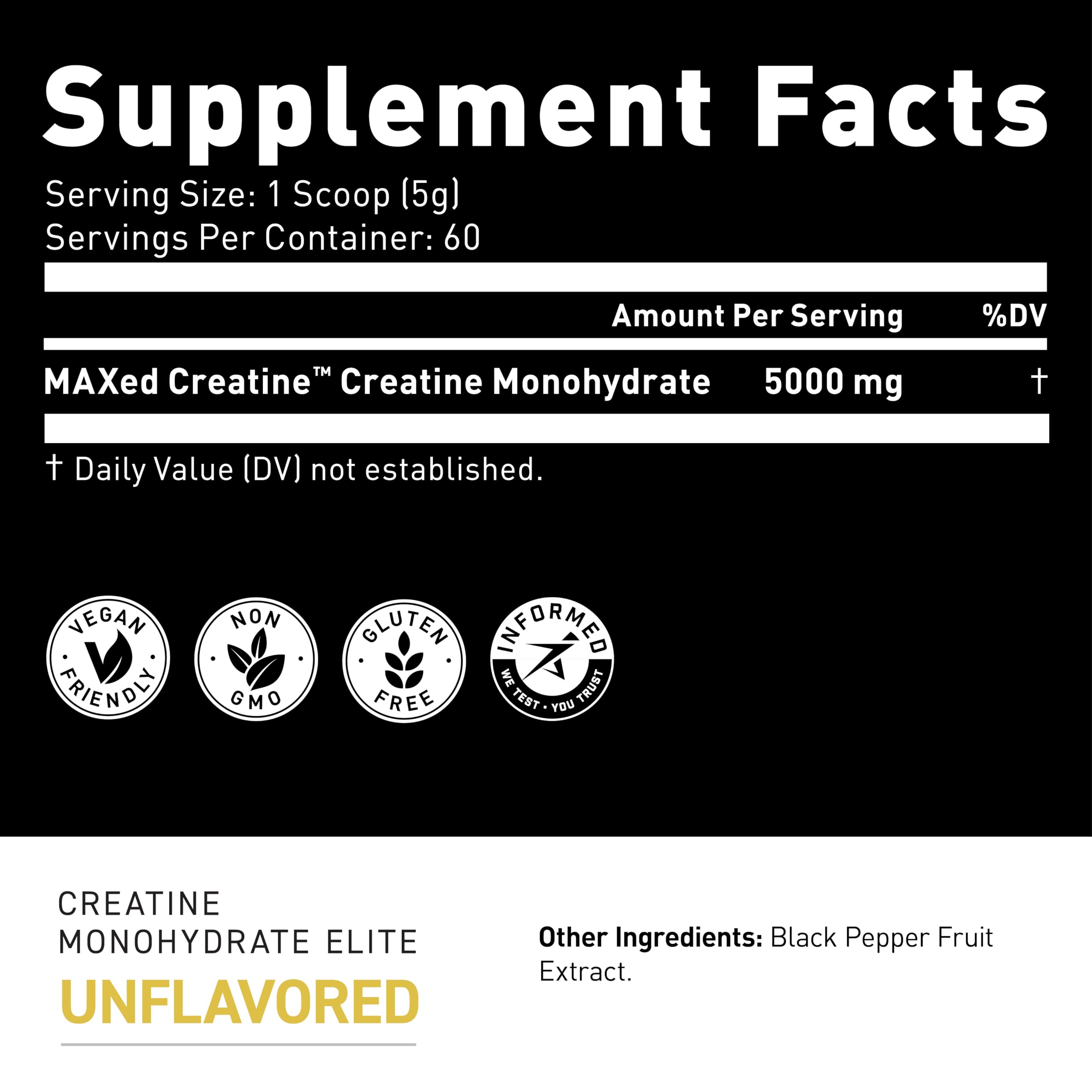 Kaged Creatine Elite 381g nutritional information