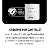 Kaged Creatine Powder 630g back view with ingredient list