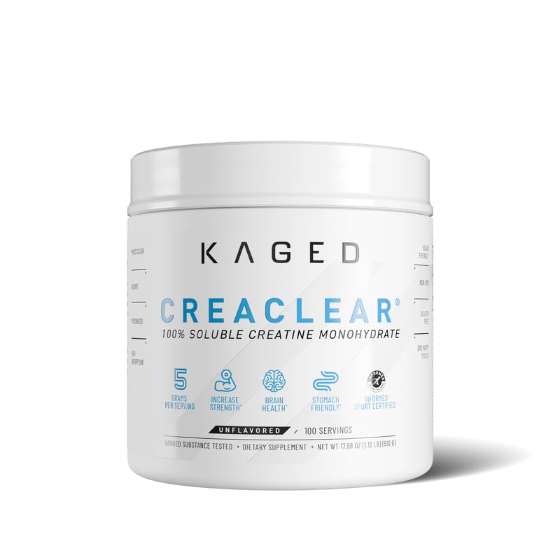 Kaged Creatine Powder 630g front view with clear packaging