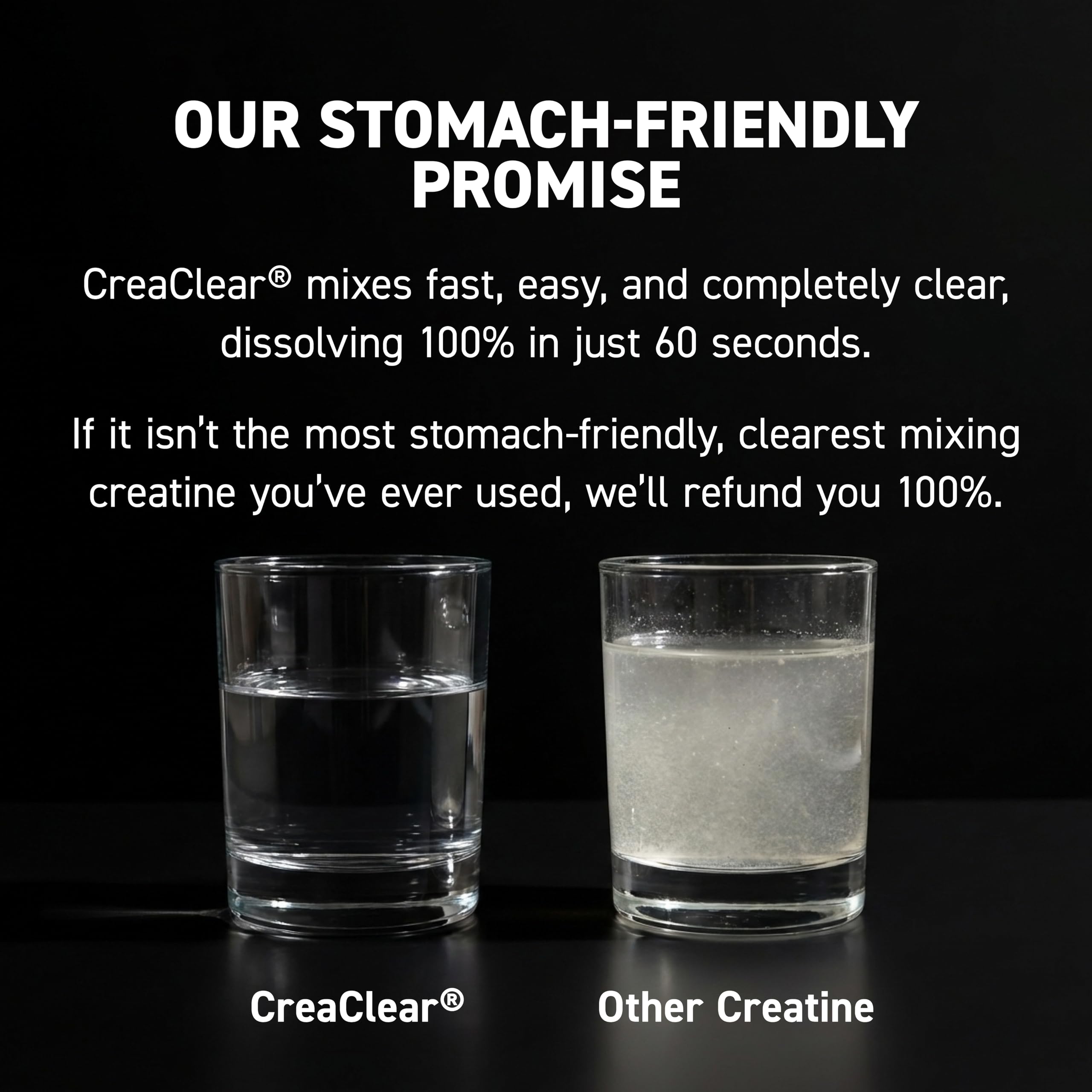 Kaged Creatine Powder 630g mixed in water showing clear solution