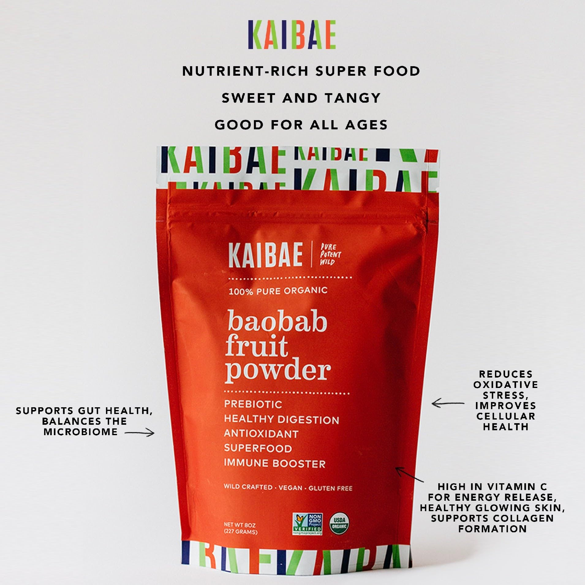 KAIBAE Baobab Prebiotic Powder scoop with powder