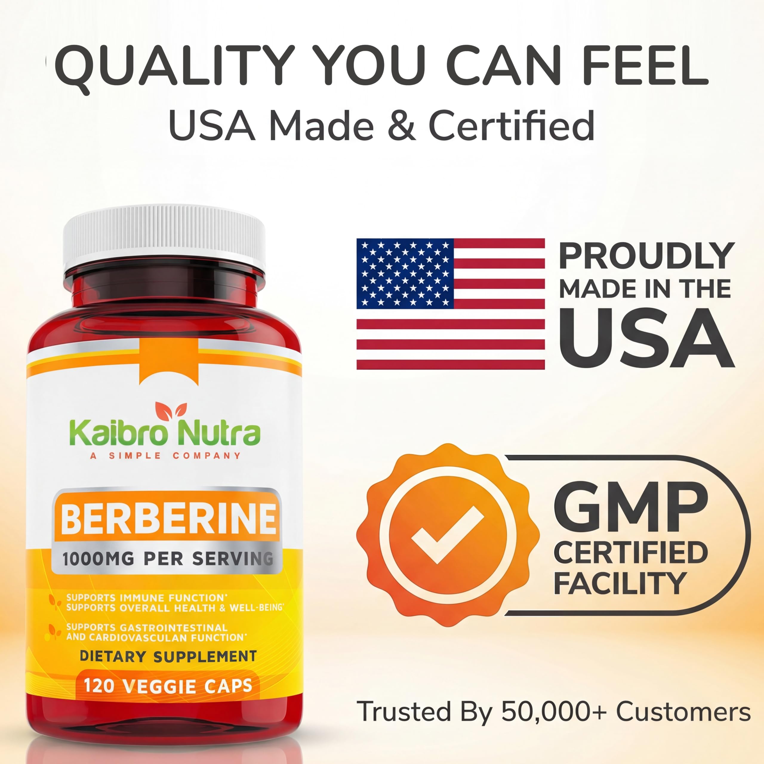 Kaibro Nutra Berberine Supplement 1000mg on a wooden table