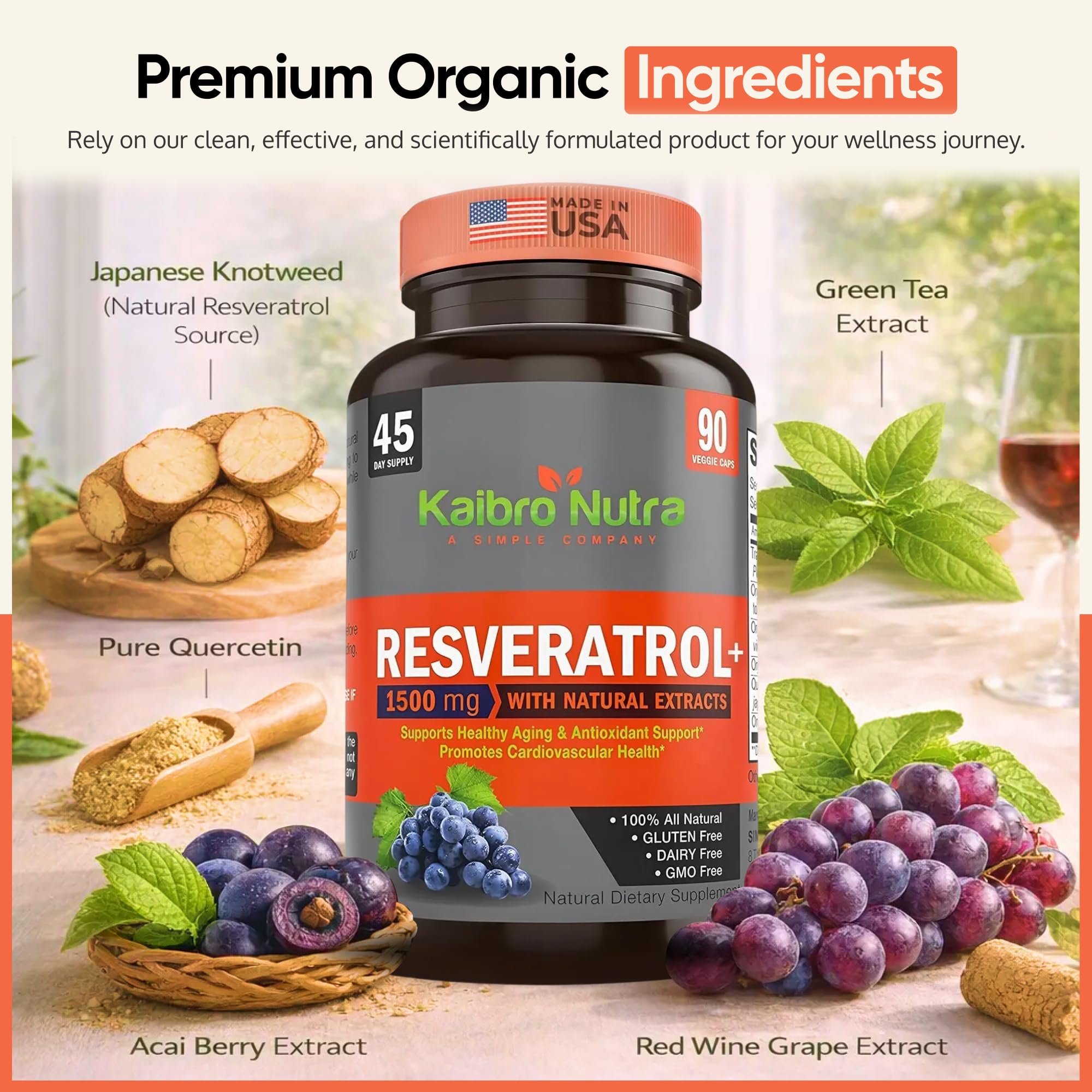Kaibro Nutra Resveratrol supplement side view