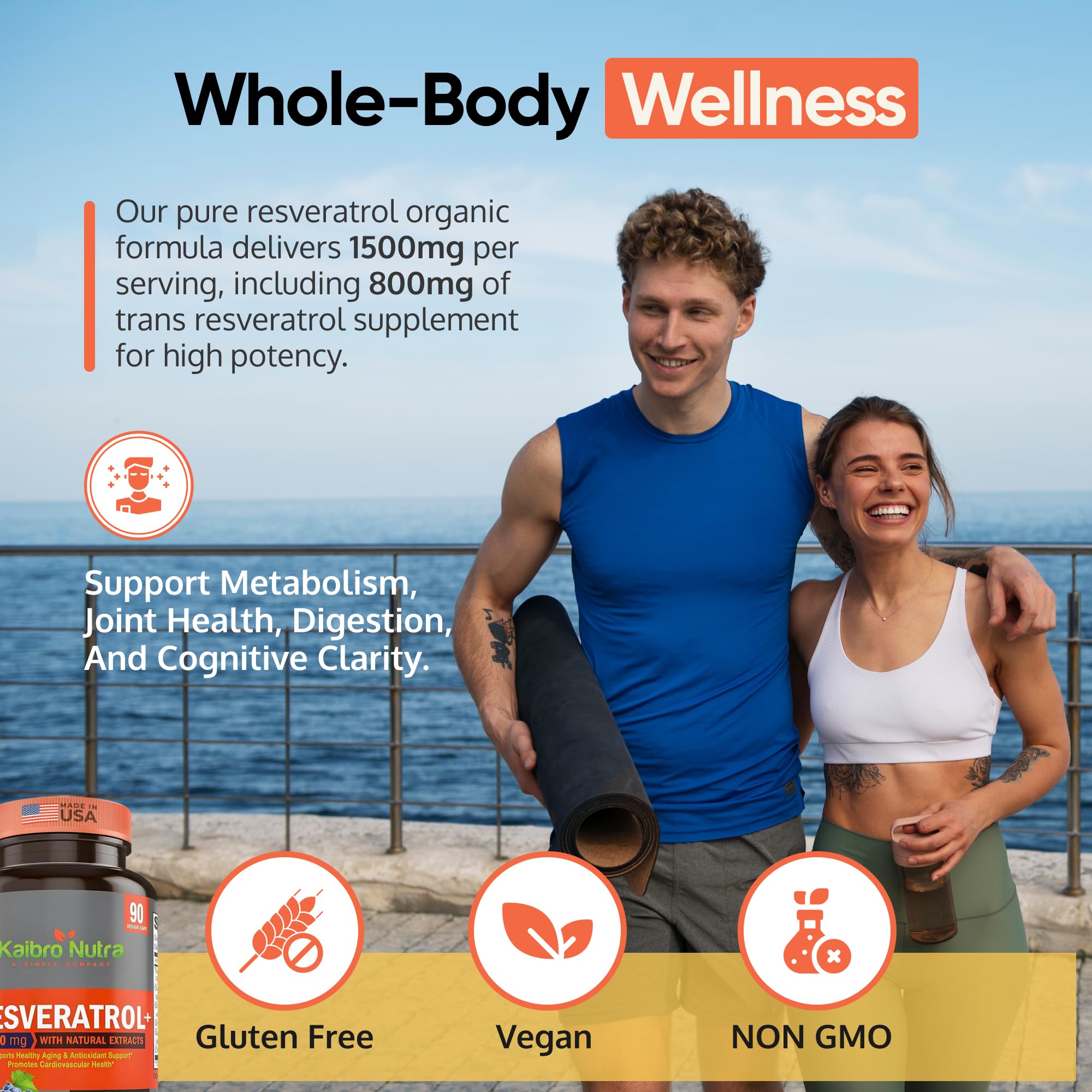 Kaibro Nutra Resveratrol supplement with green tea and acai berries