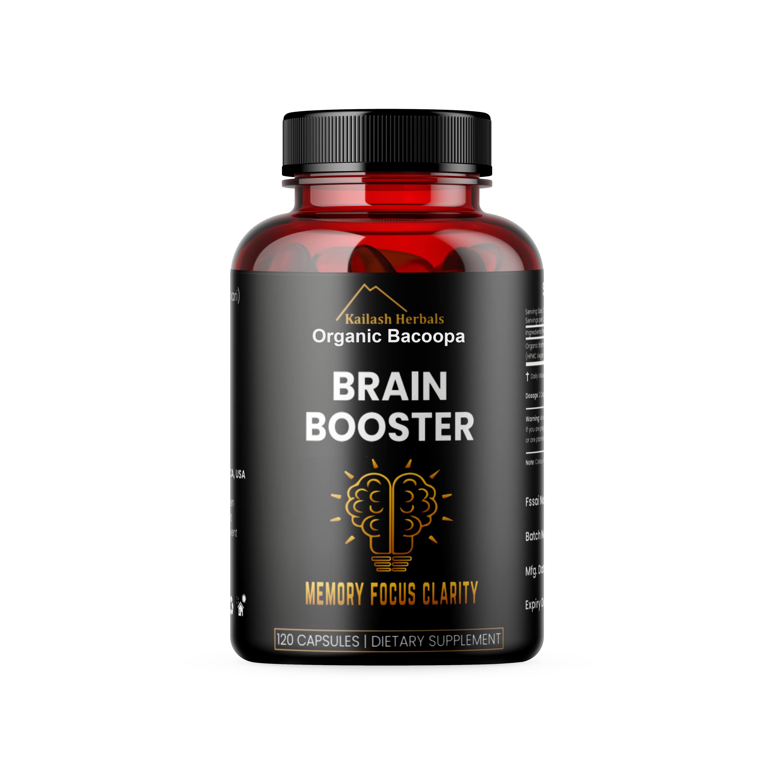 Kailash Herbals Bacopa Monnieri capsules side view