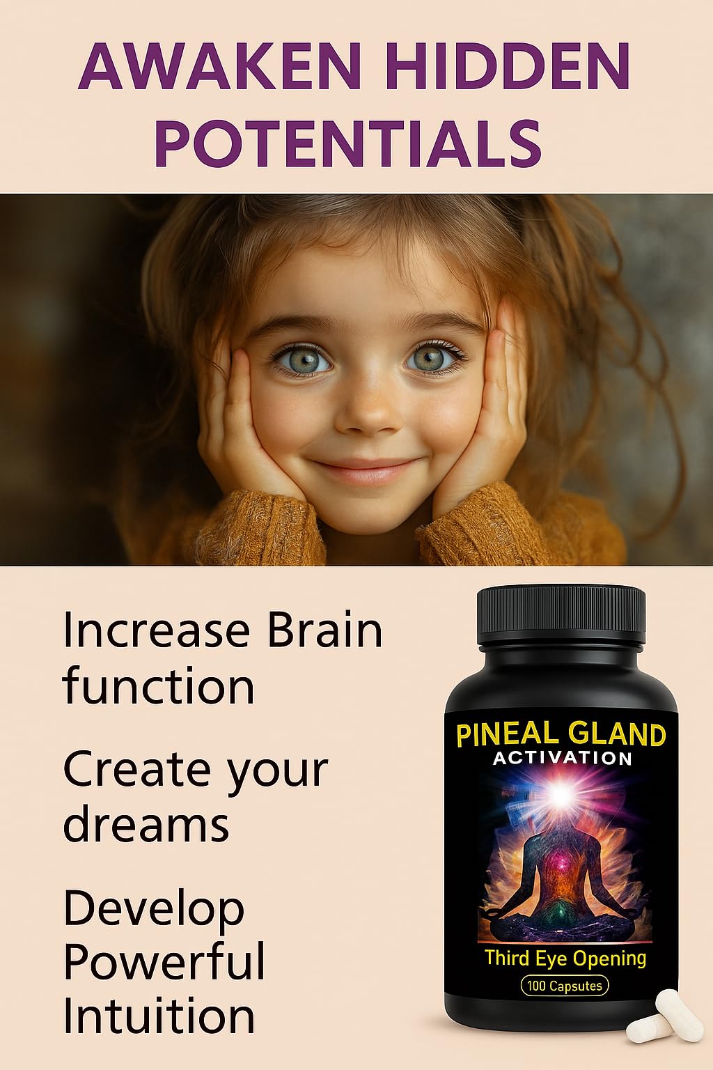 Kailash Herbals Haritaki Pineal Gland Support Capsules with warm water