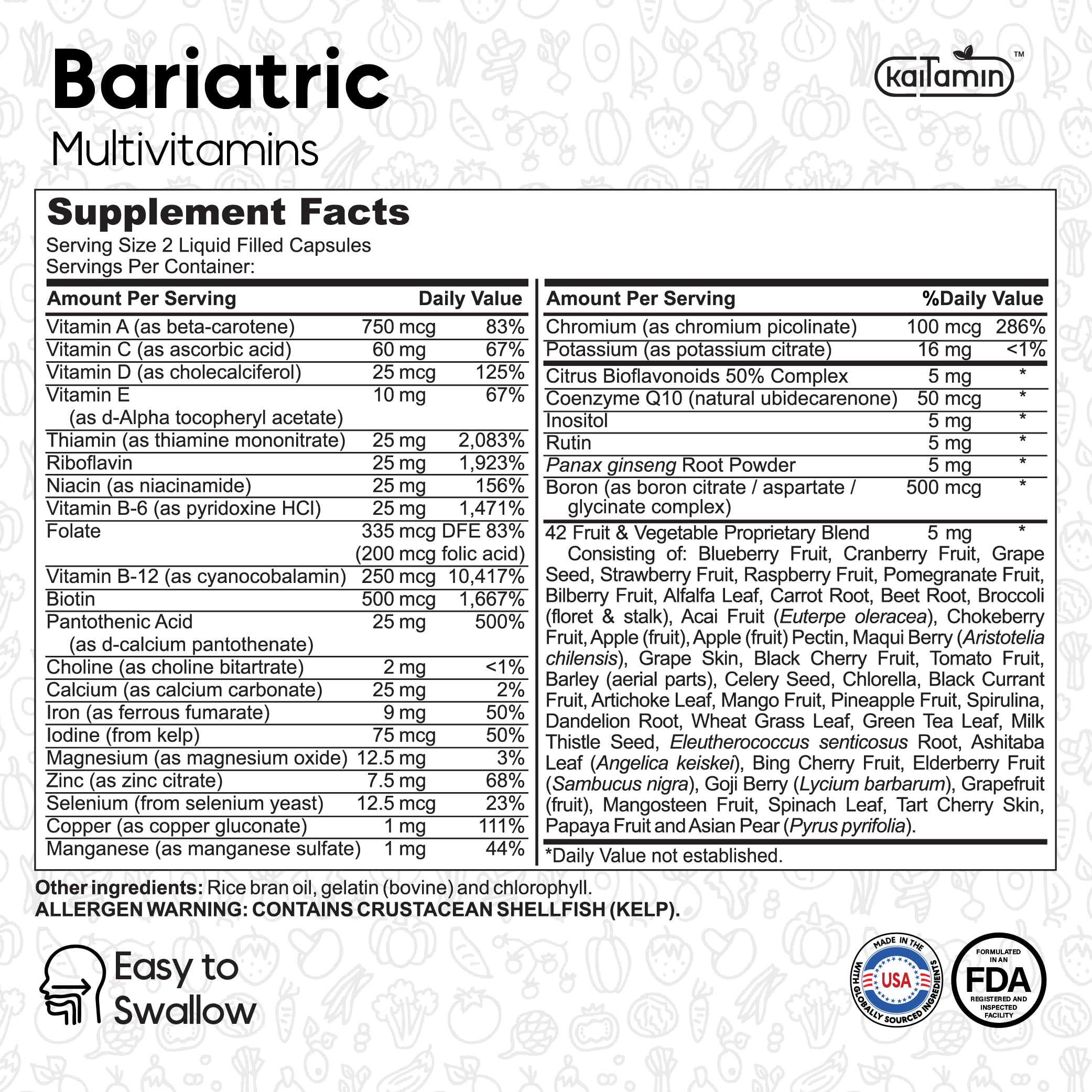 Kaitamin Multivitamin with Iron liquid capsules close-up