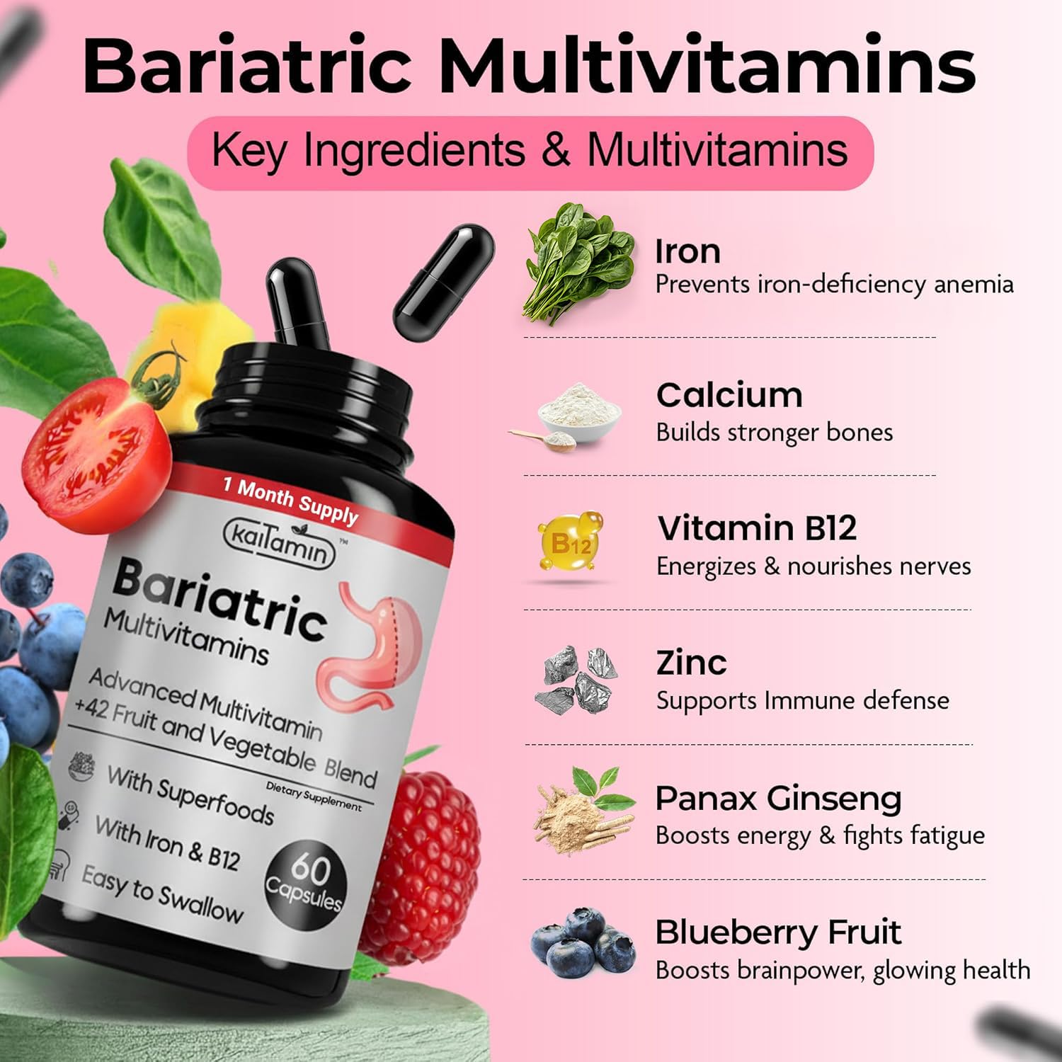 Kaitamin Multivitamins bottle side view showing label