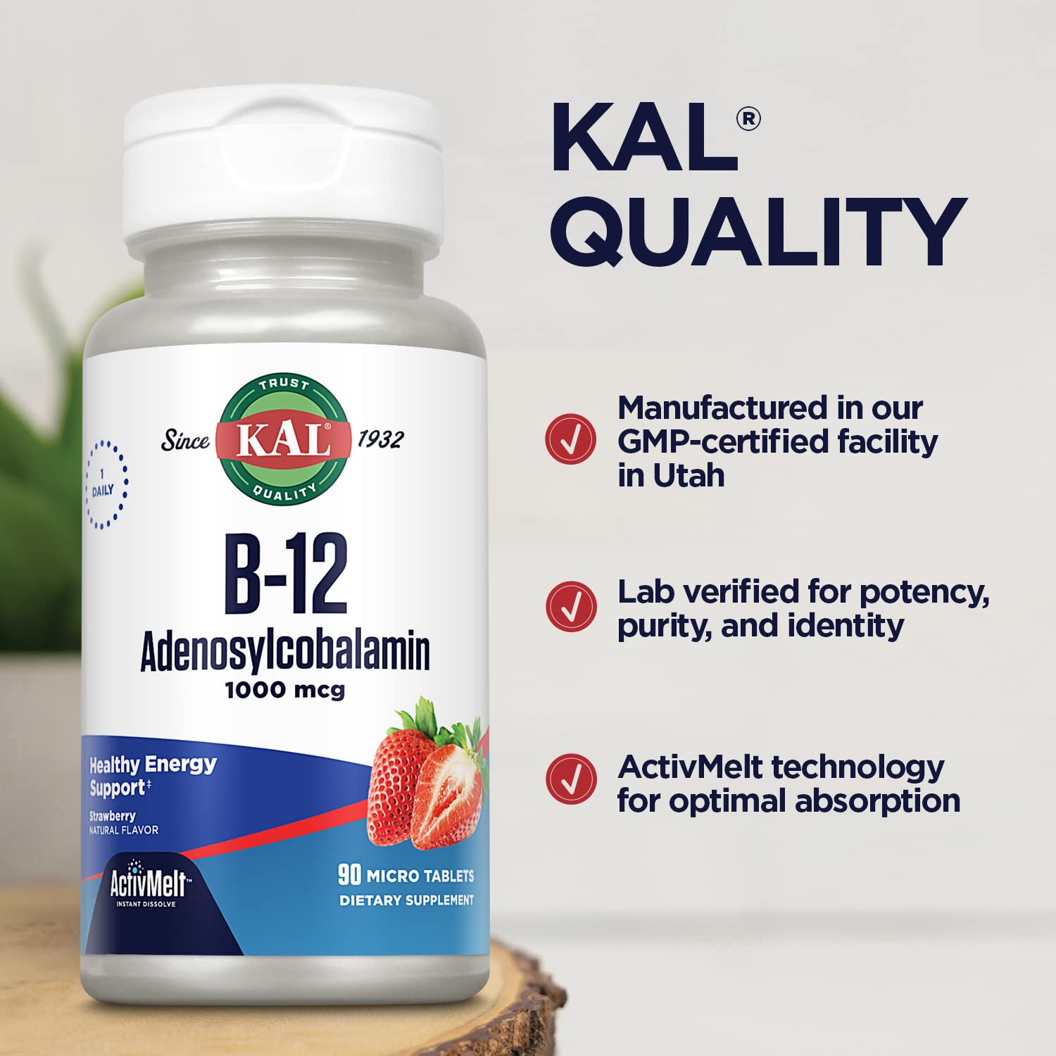 KAL Adenosyl B12 Supplement 1000mcg tablet in hand