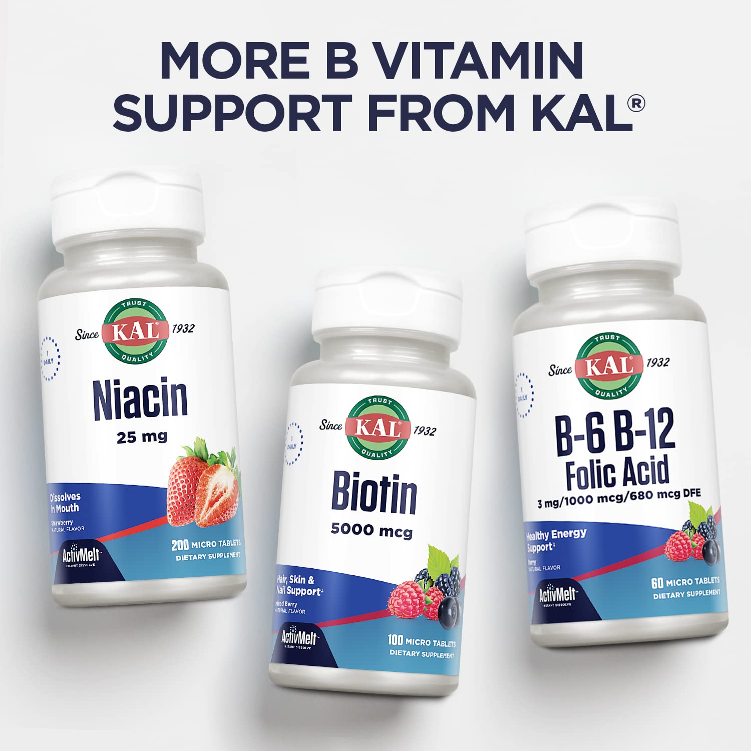 KAL Adenosyl B12 Supplement 1000mcg with fresh strawberries