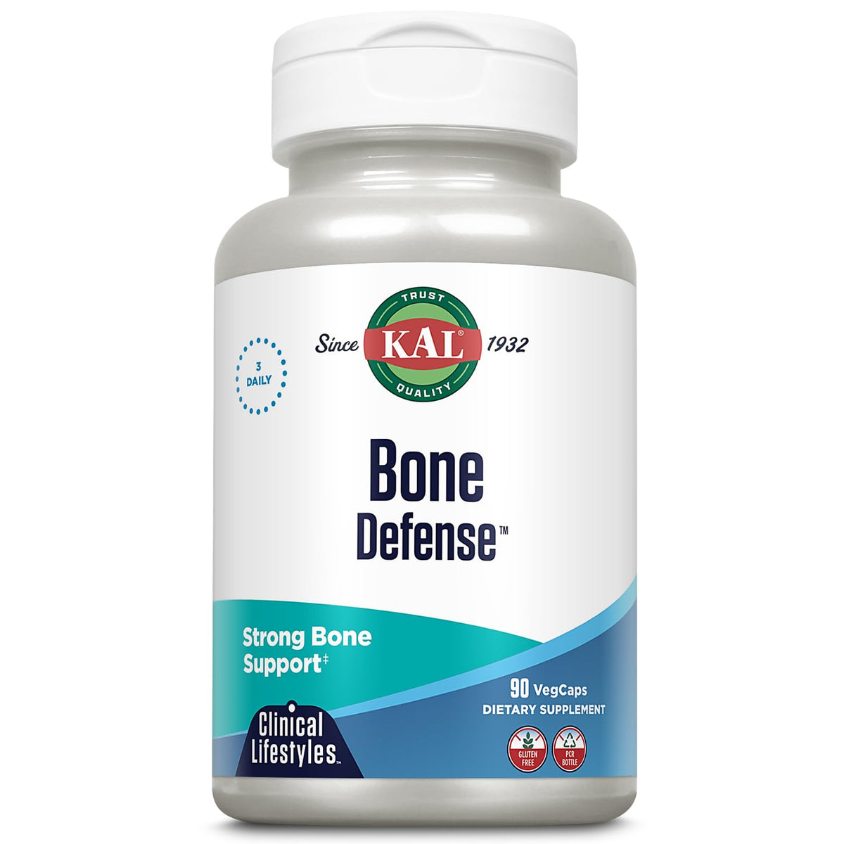 KAL Bone Defense Calcium Magnesium Zinc Supplement 90 VegCaps front view