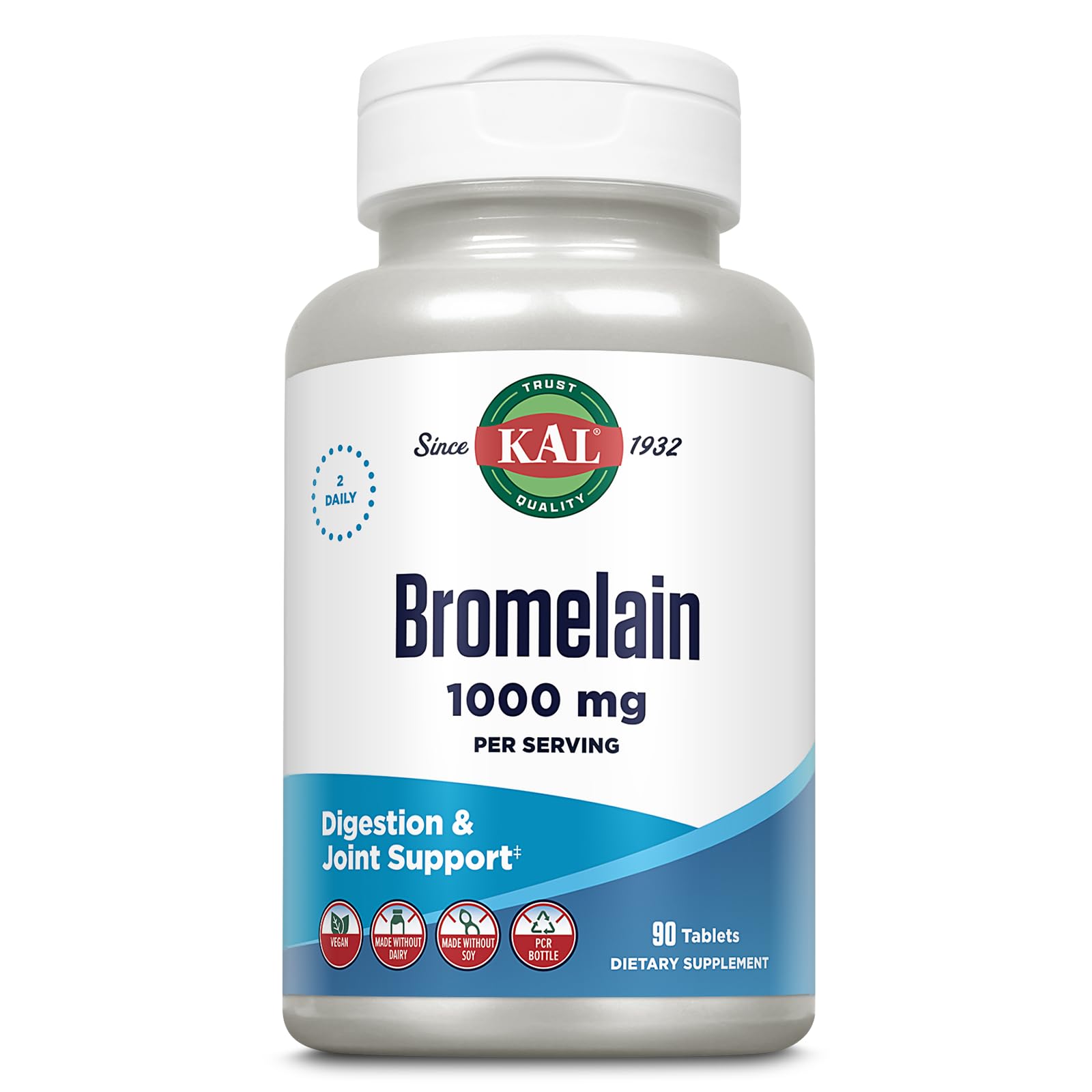 KAL Bromelain Supplement 1000mg front view packaging