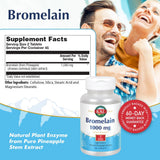 KAL Bromelain Supplement capsules displayed on a wooden table