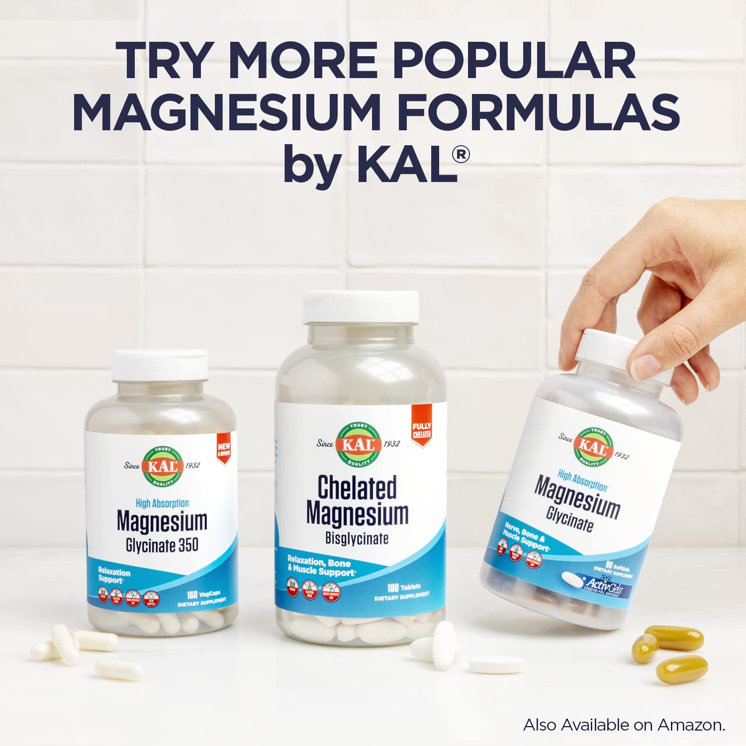 KAL Cal-Citrate+ Calcium Supplement lifestyle scene with a glass of water
