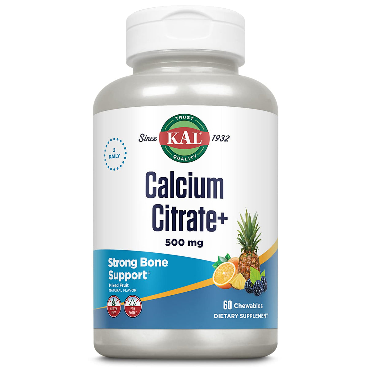 KAL Calcium Citrate+ chewable tablets front view with packaging