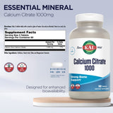 KAL Calcium Citrate Supplement 1000mg side view