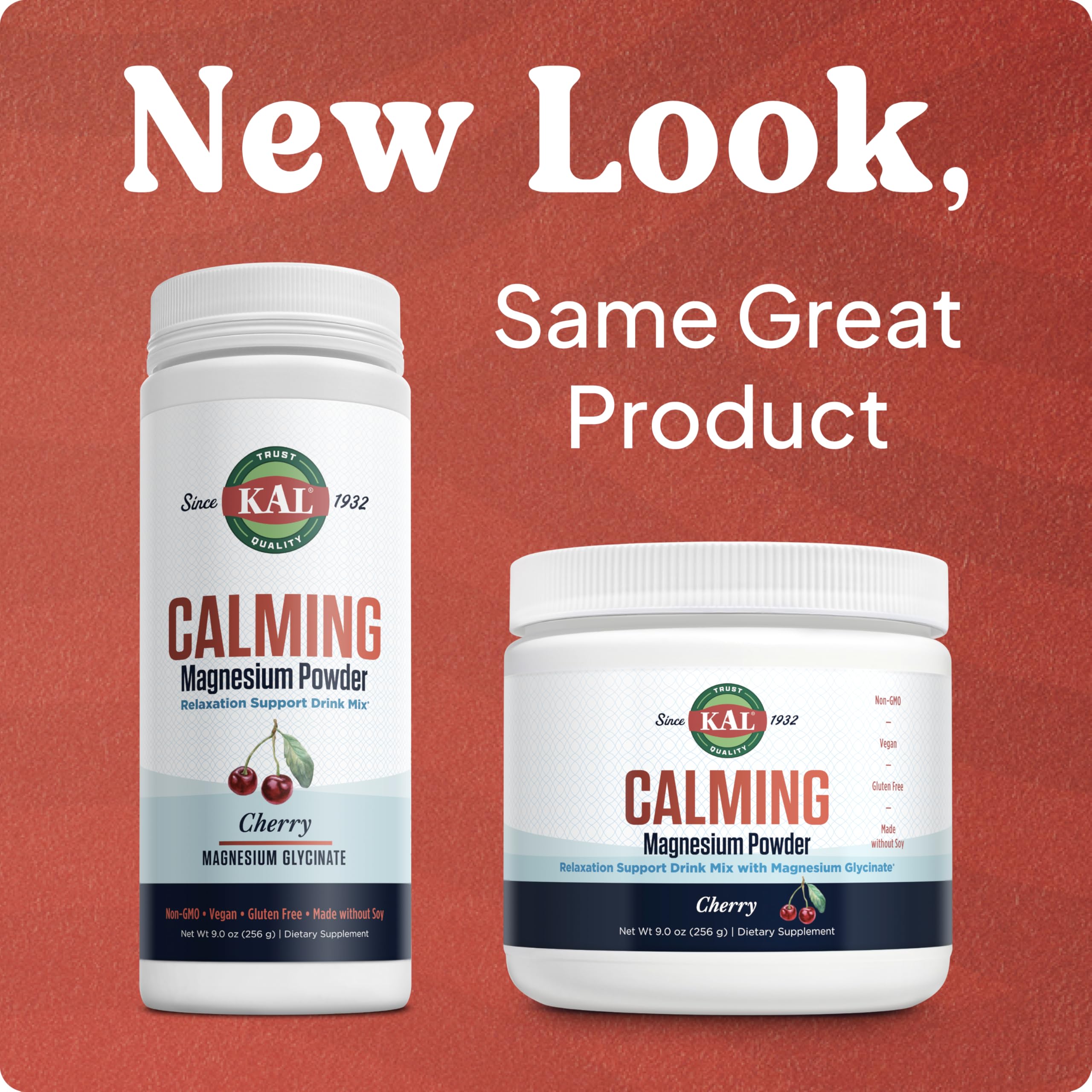 KAL Calming Magnesium Powder 312g packaging with scoop