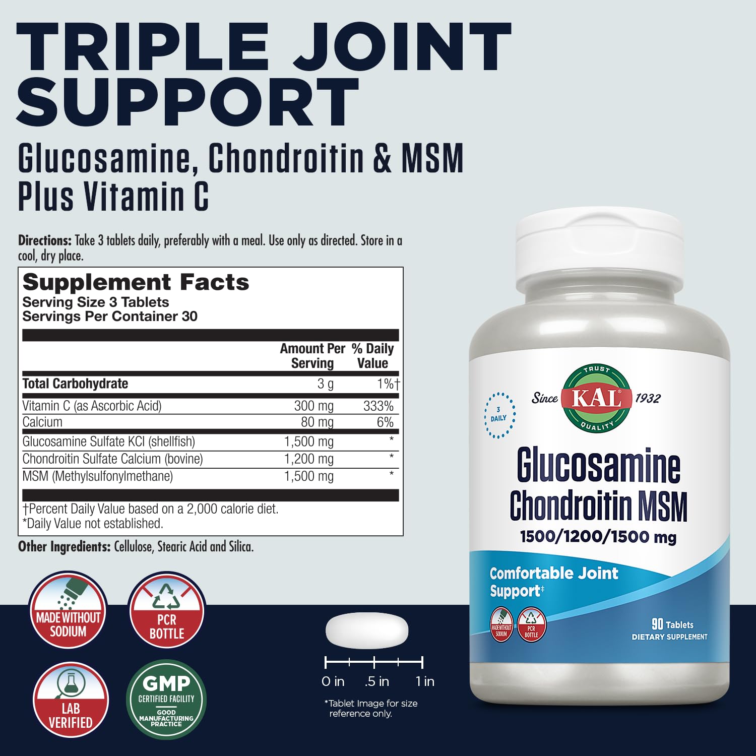 KAL Chondroitin Supplement 150g side view
