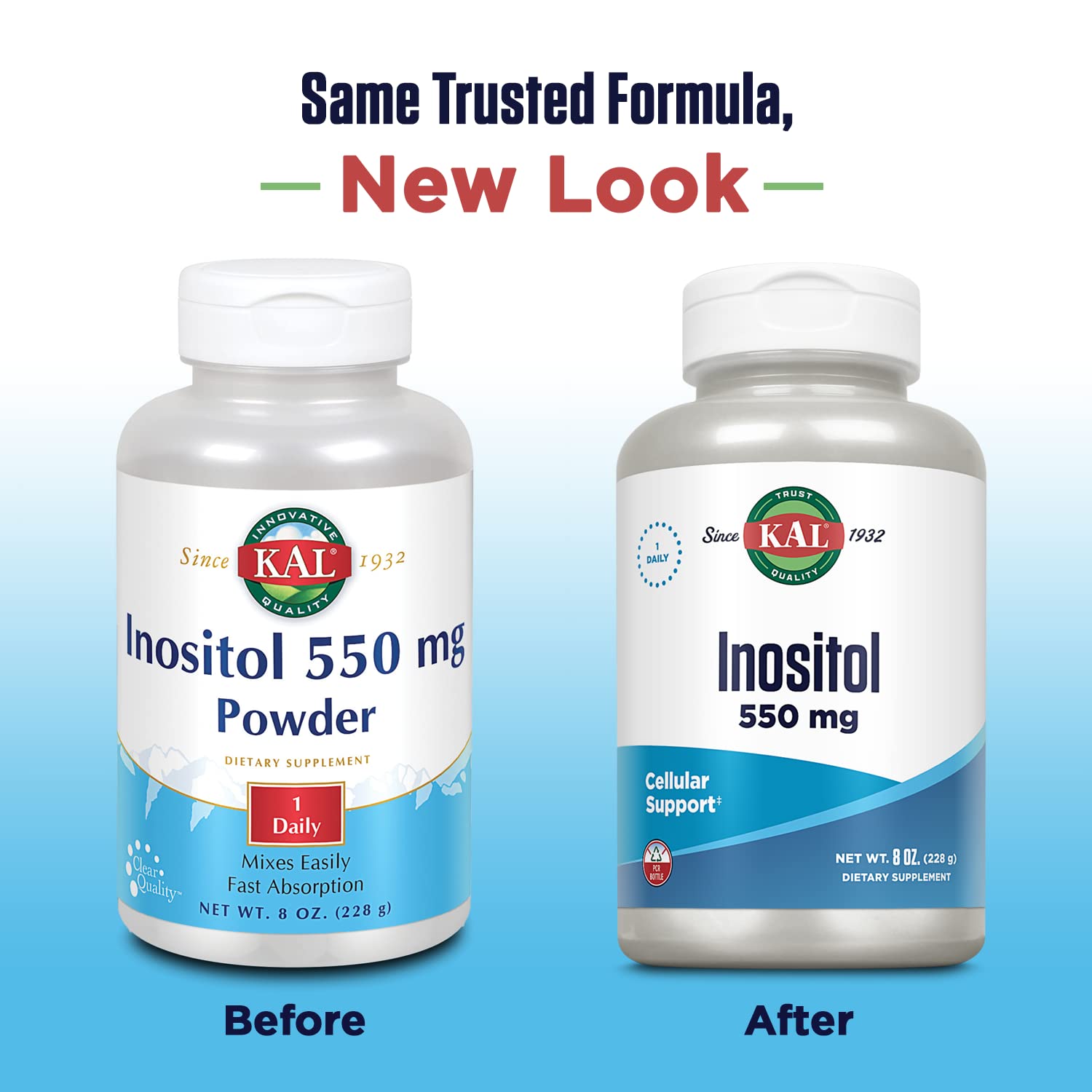 KAL Inositol Powder 550mg back view showing ingredients