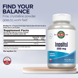 KAL Inositol Powder 550mg side view with measuring spoon