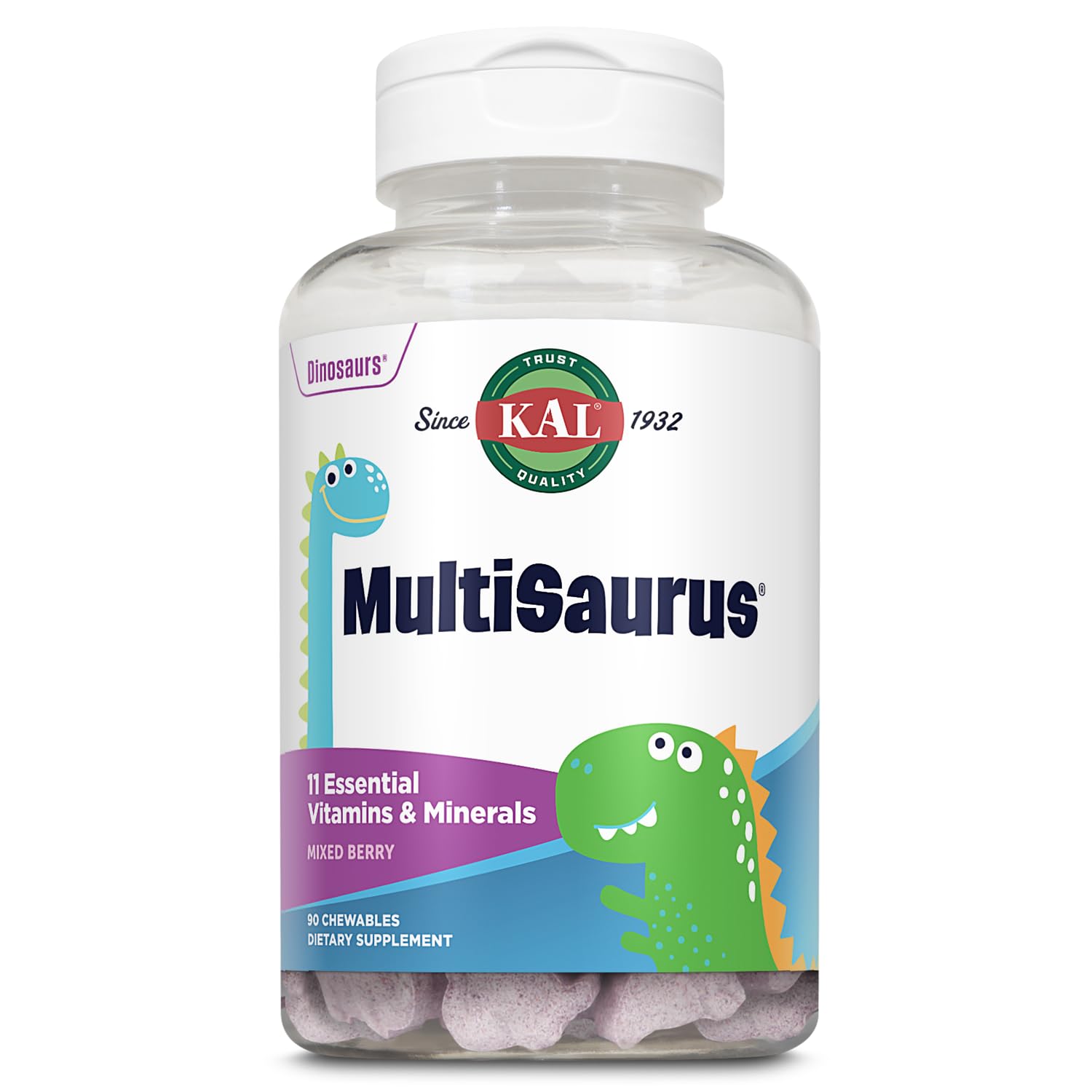 KAL Kids Multivitamins chewable dinosaur shapes front view