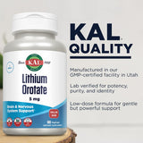 KAL Lithium Orotate 5mg VegCaps in eco-friendly bottle