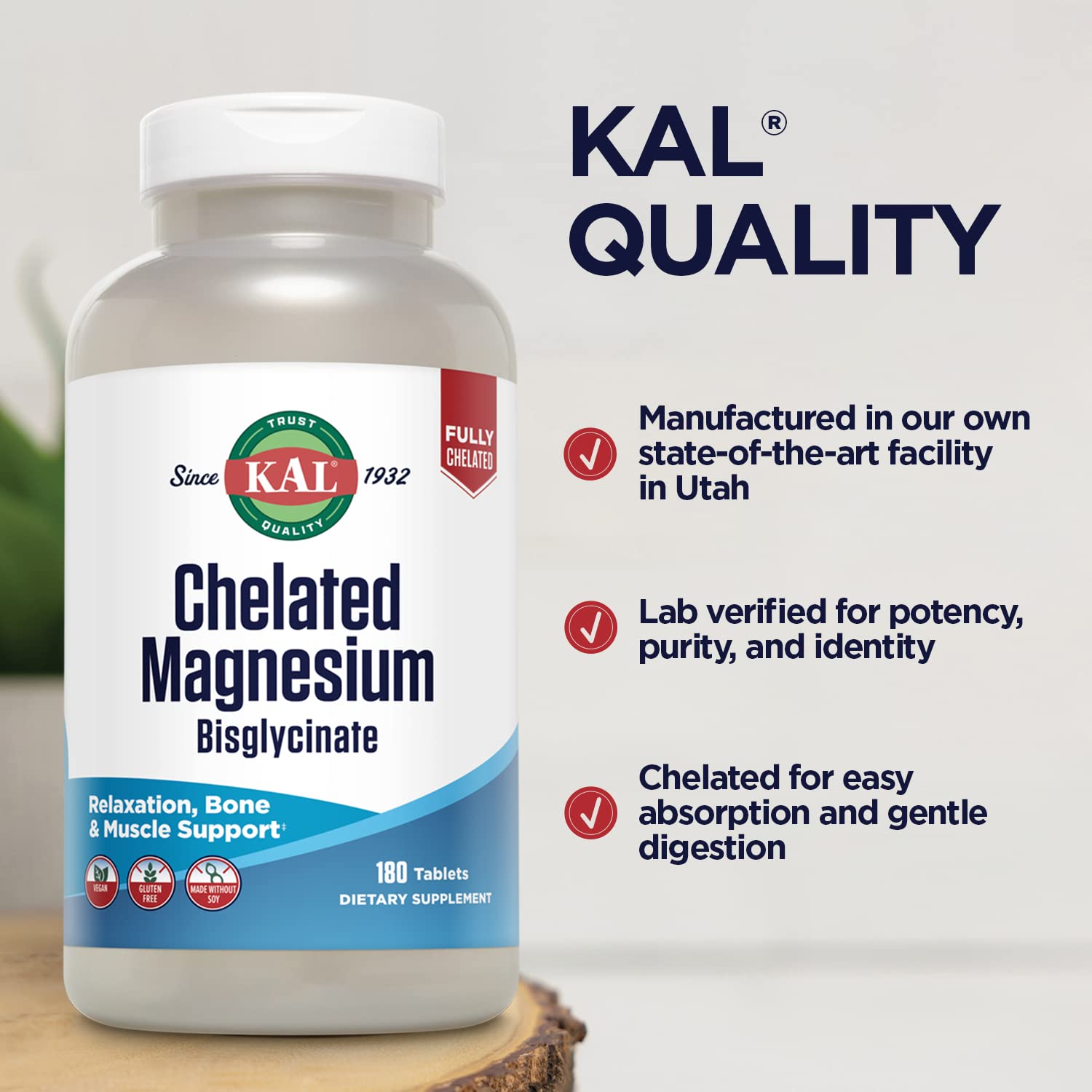 KAL Magnesium Bisglycinate bottle with measuring scoop