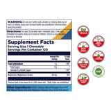 KAL Magnesium Chewable Tablets 60mg pineapple flavour back view