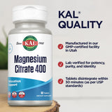 KAL Magnesium Citrate 400mg Capsules ingredients list