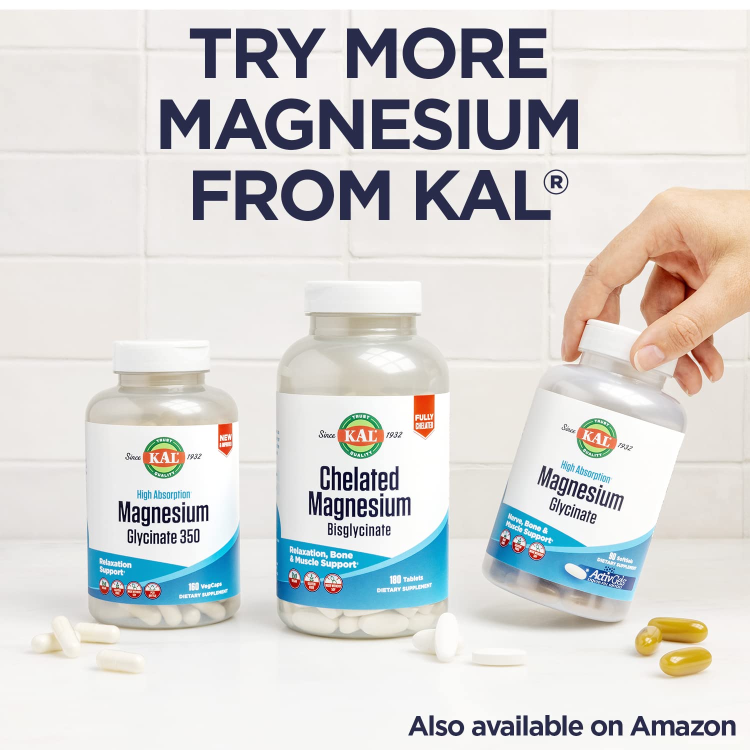 KAL Magnesium Citrate 400mg Capsules with a glass of water
