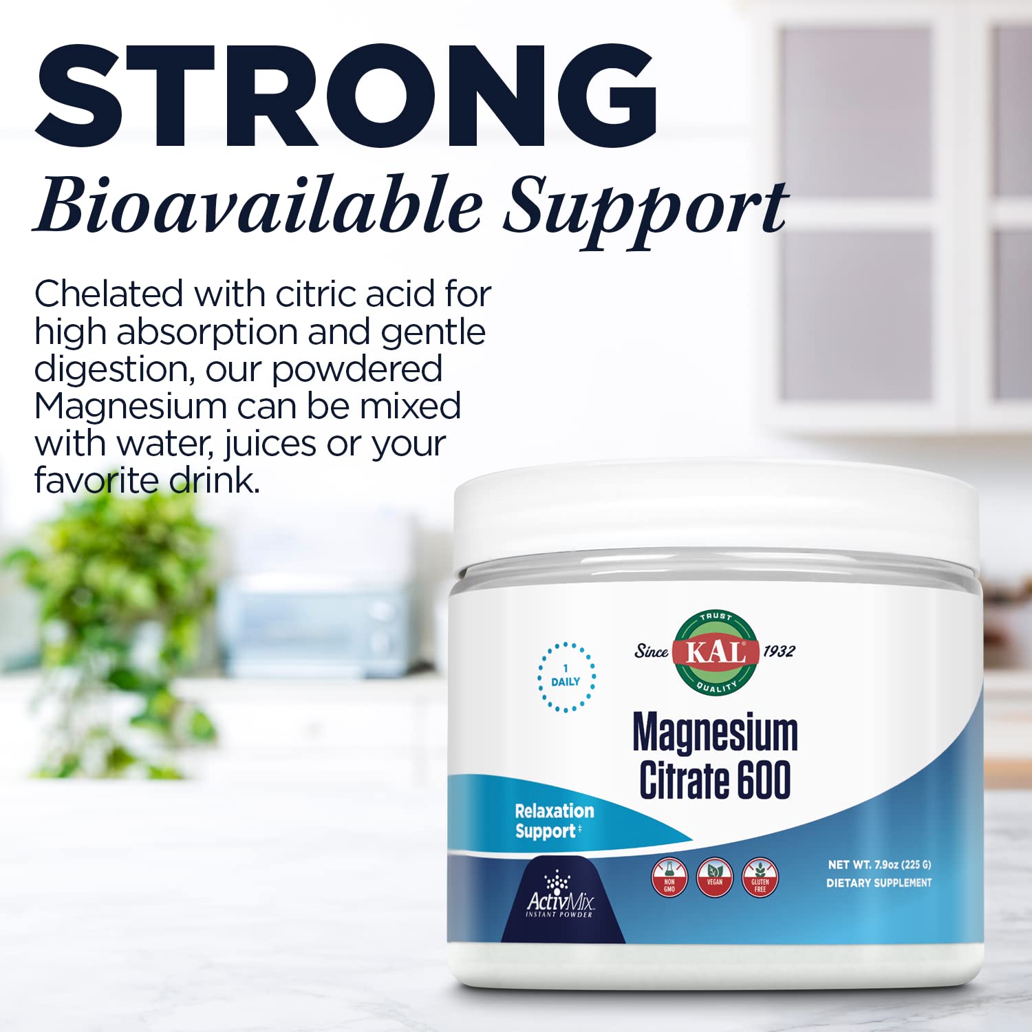 KAL Magnesium Citrate Powder 100g container