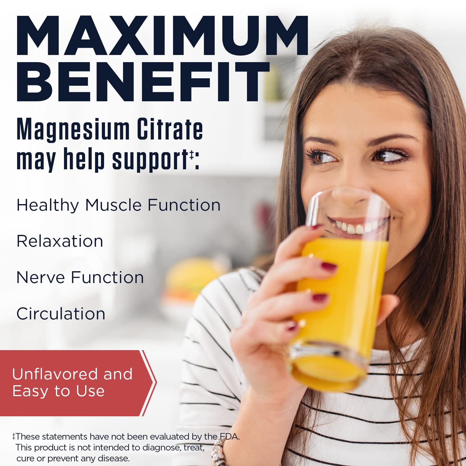 KAL Magnesium Citrate Powder scoop in a glass of water